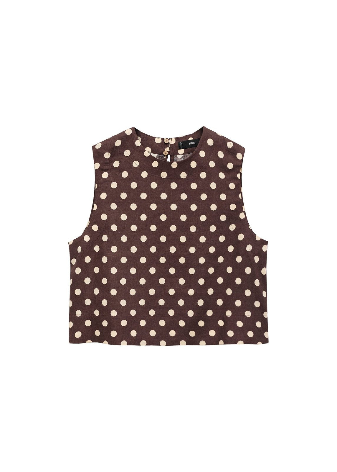 Mango Polka dot linen crop top - Dark Brown 8 Shaws Department Stores