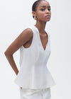 Fitted linen blend top - Light Beige