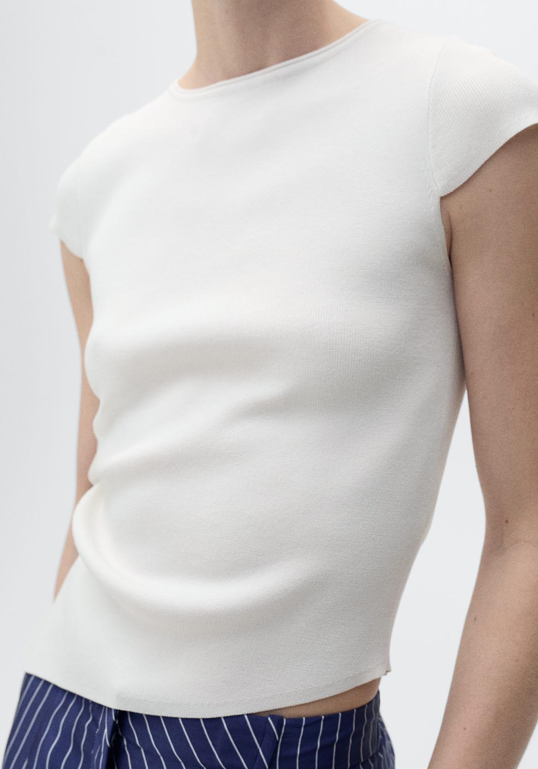 Mango Asymmetrical Low Knit Jersey - Light Beige 1 Shaws Department Stores