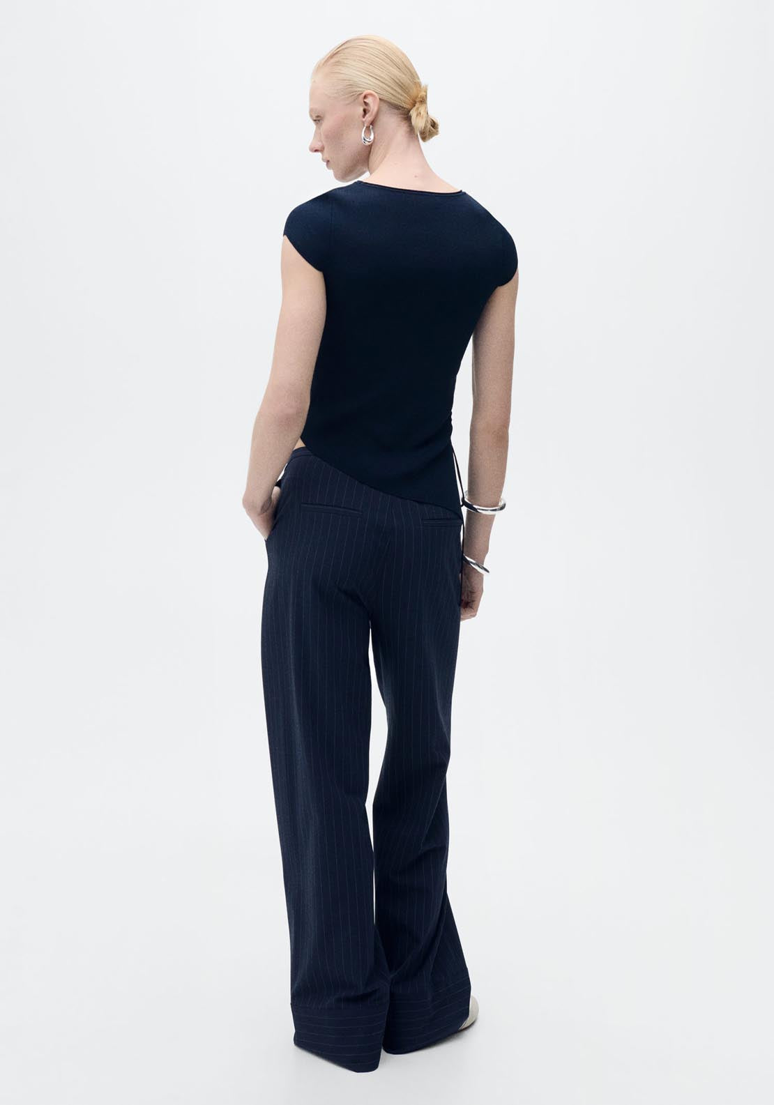 Mango Asymmetrical Low Knit Jersey - Navy 2 Shaws Department Stores