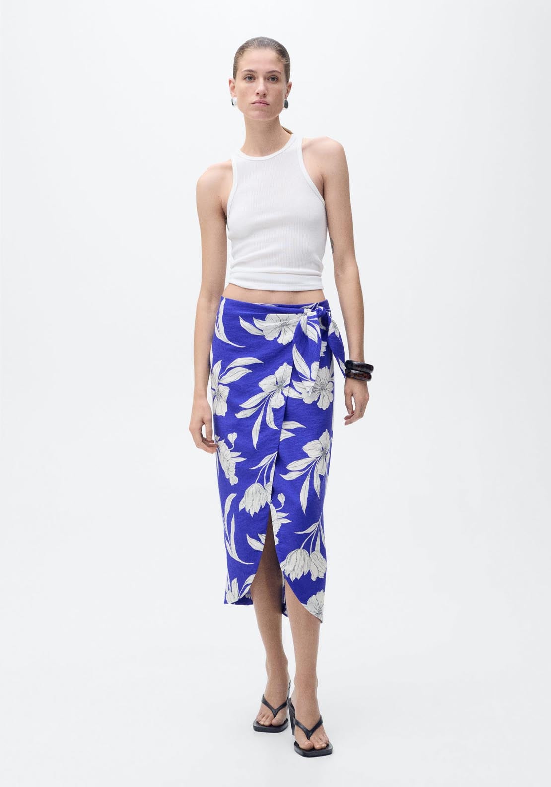 Mango Floral Sarong Skirt - Medium Blue 5 Shaws Department Stores