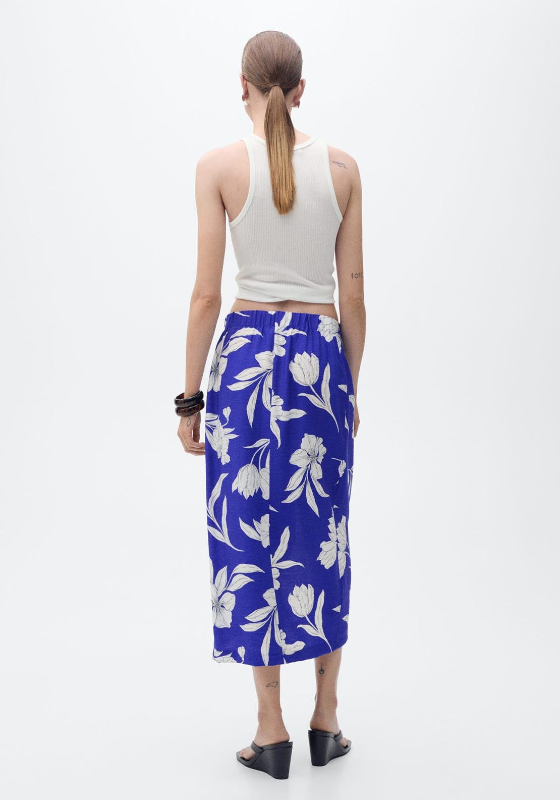 Mango Floral Sarong Skirt - Medium Blue 2 Shaws Department Stores