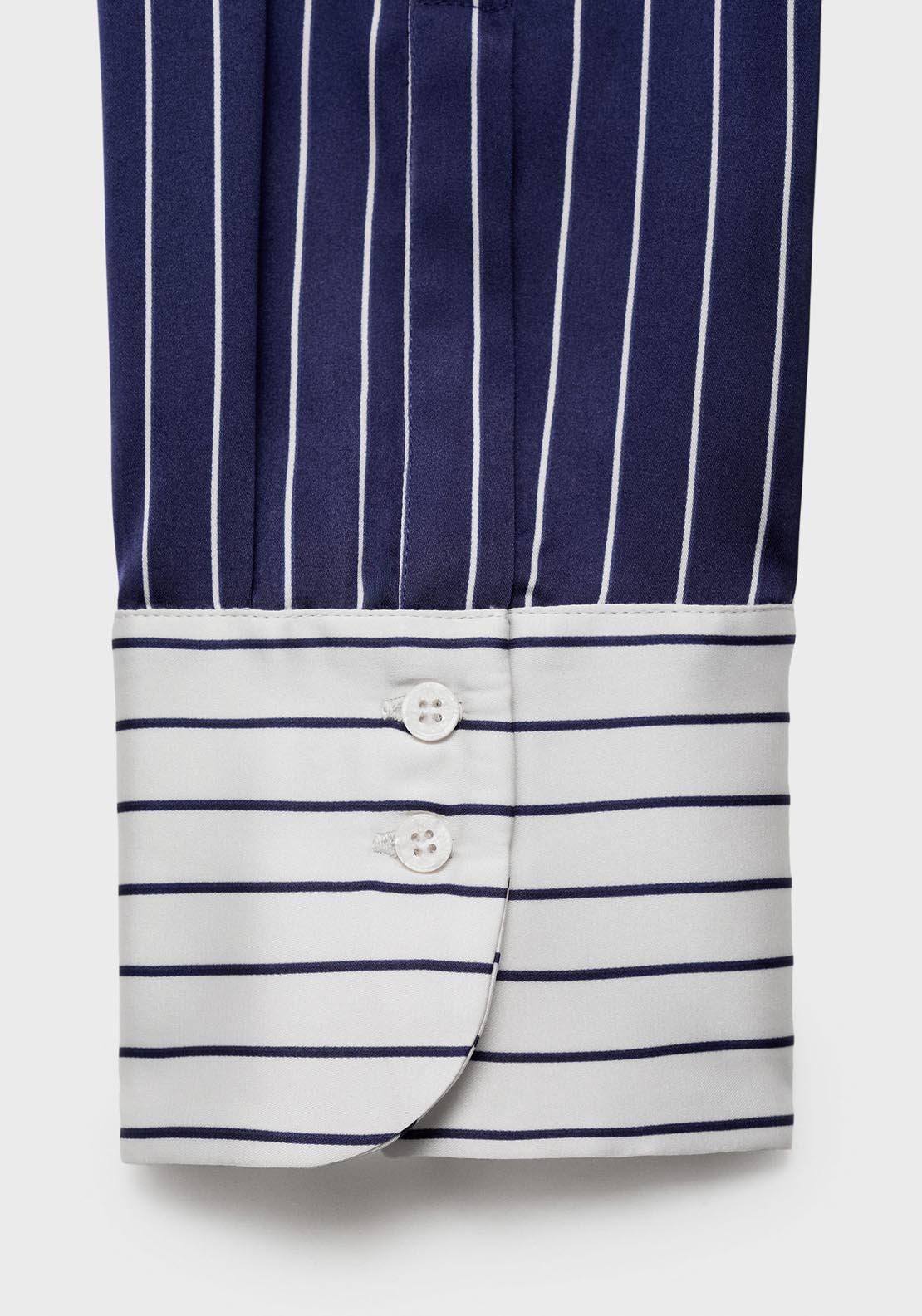 Mango Satin Shirt With Combined Stripes - Medium Blue 9 Shaws Department Stores