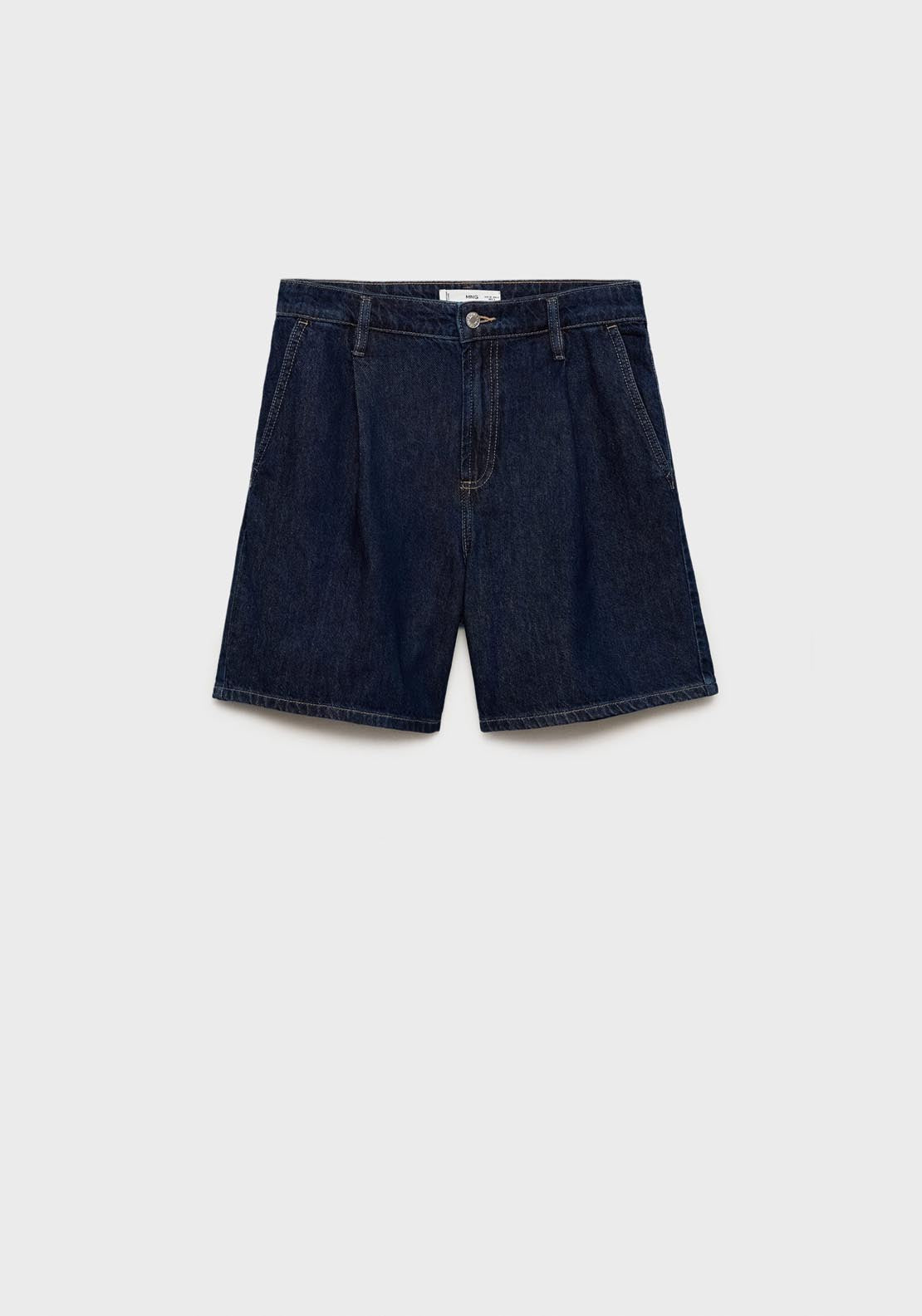 Mango Mid Rise Denim Pleated Bermuda Shorts - Open Blue 8 Shaws Department Stores