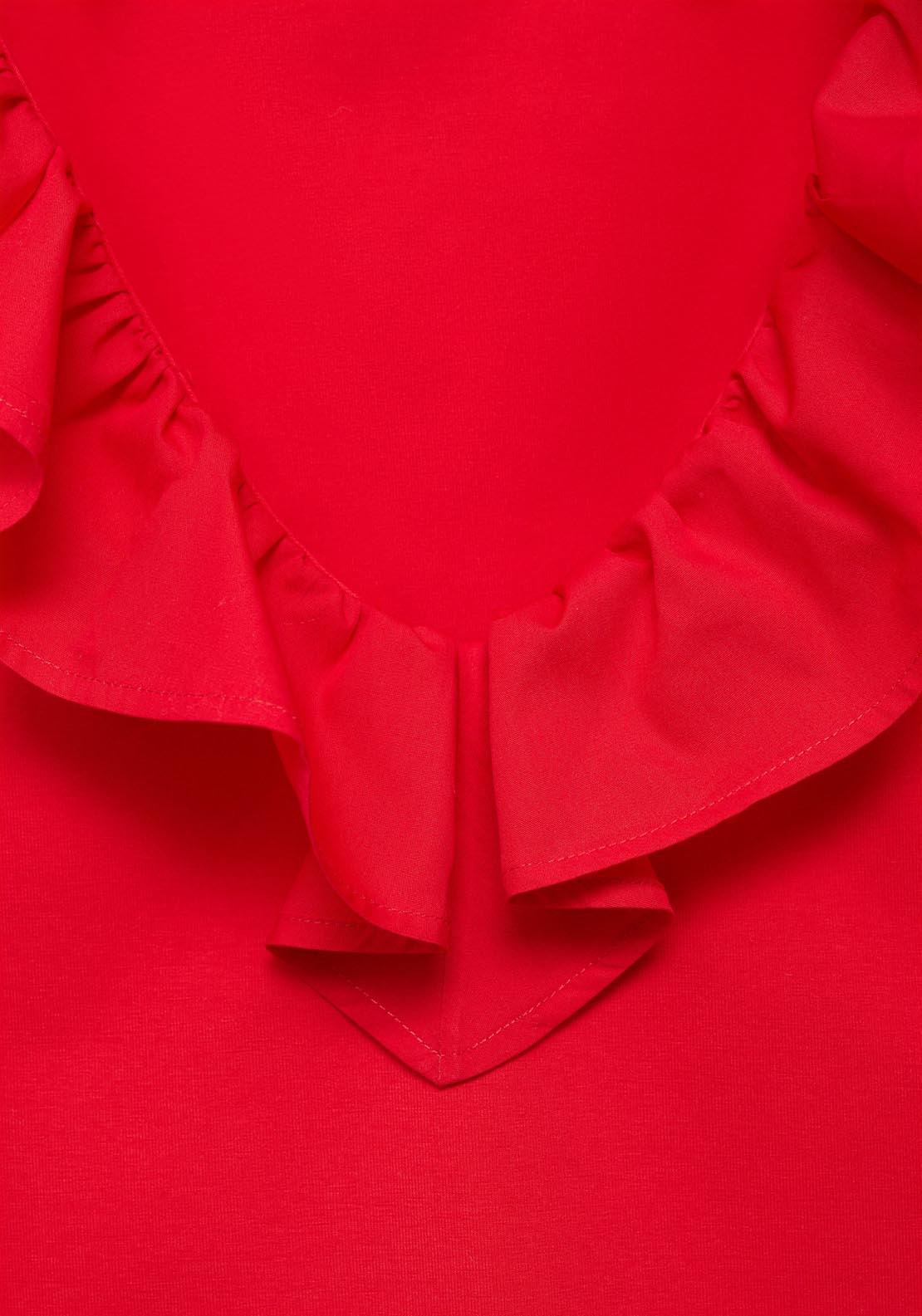 Mango V Neck Top With Ruffles - Red 4 Shaws Department Stores