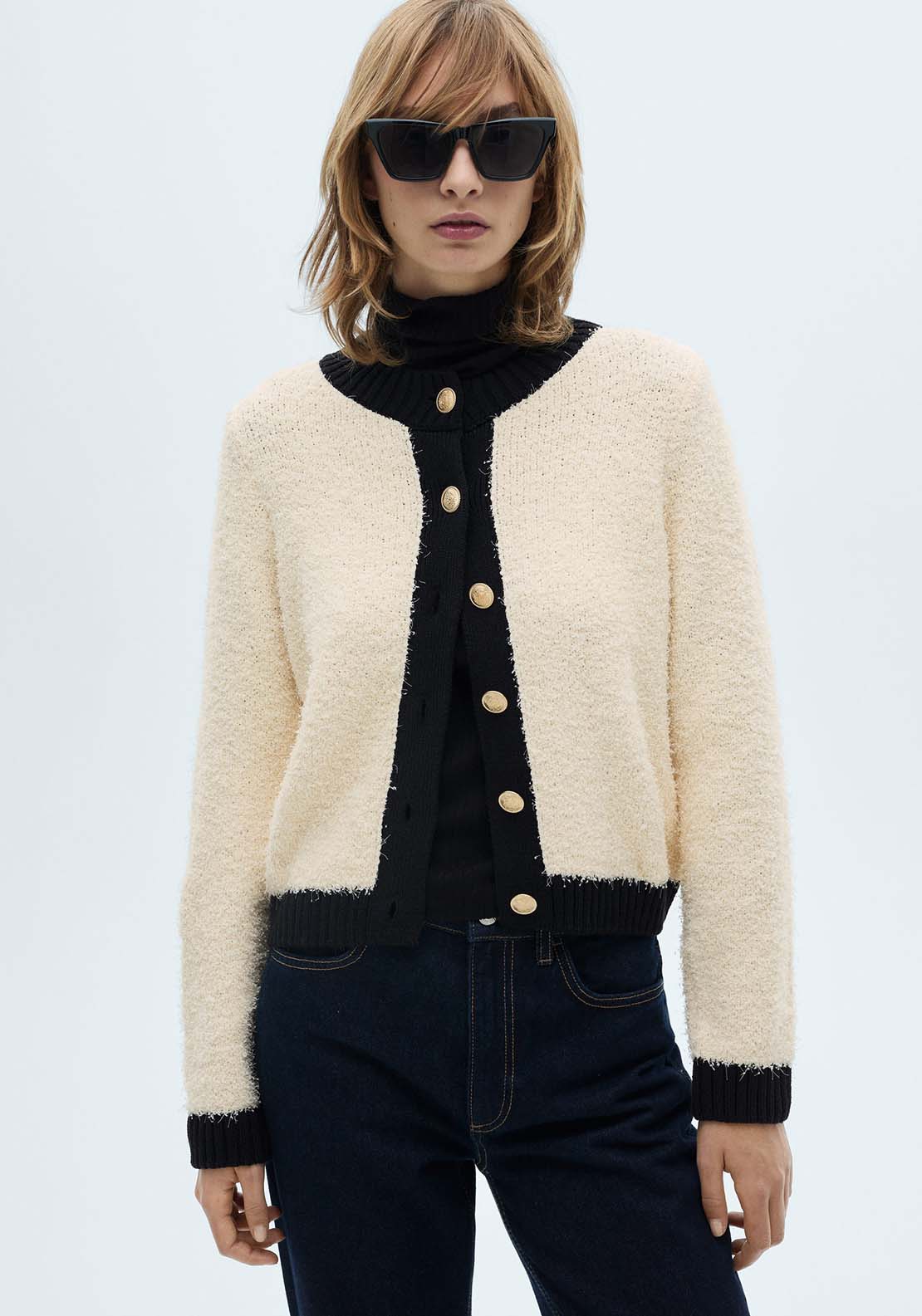 Mango Contrasted buttons jacket - Light Beige 1 Shaws Department Stores