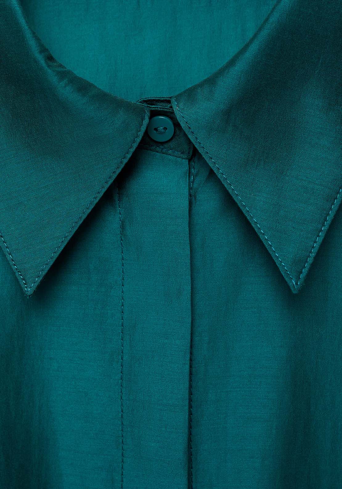 Mango Satin shirt with hidden buttons - Medium Brown 6 Shaws Department Stores