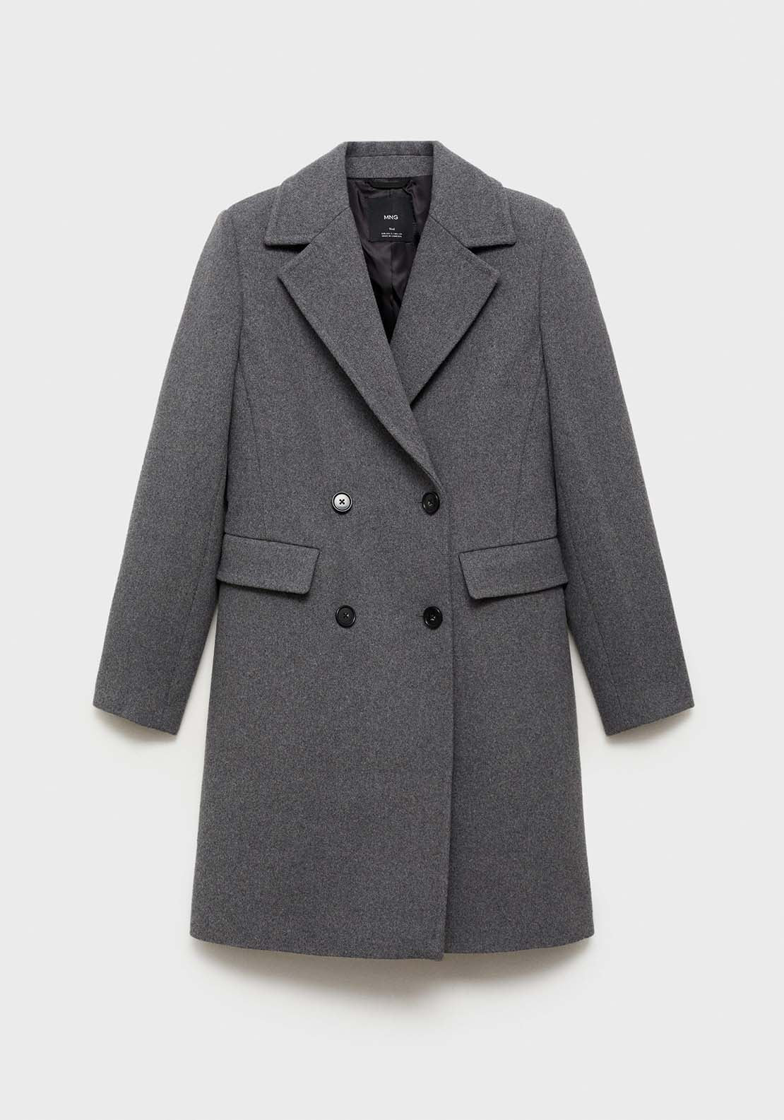 Mango Double-breasted wool coat - Gray 11 Shaws Department Stores