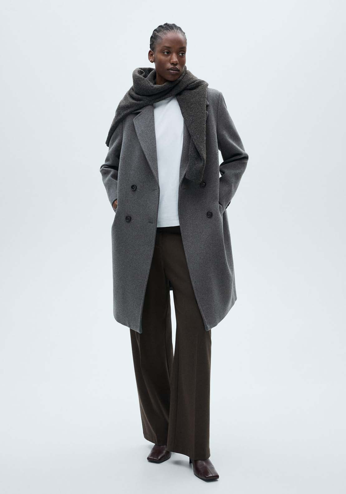 Mango Double-breasted wool coat - Gray 8 Shaws Department Stores