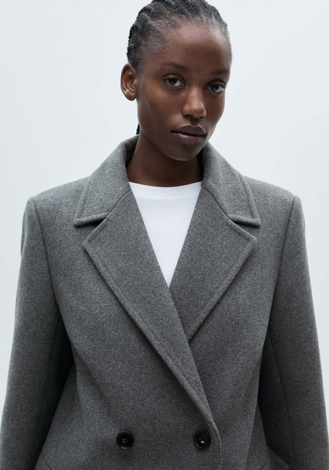 Mango Double-breasted wool coat - Gray 7 Shaws Department Stores