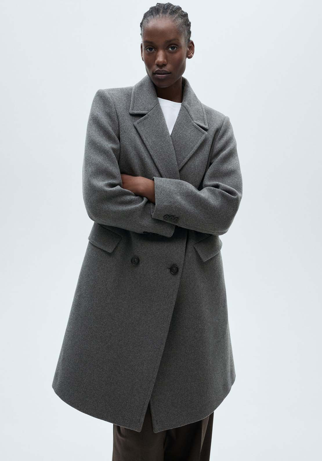 Mango Double-breasted wool coat - Gray 6 Shaws Department Stores