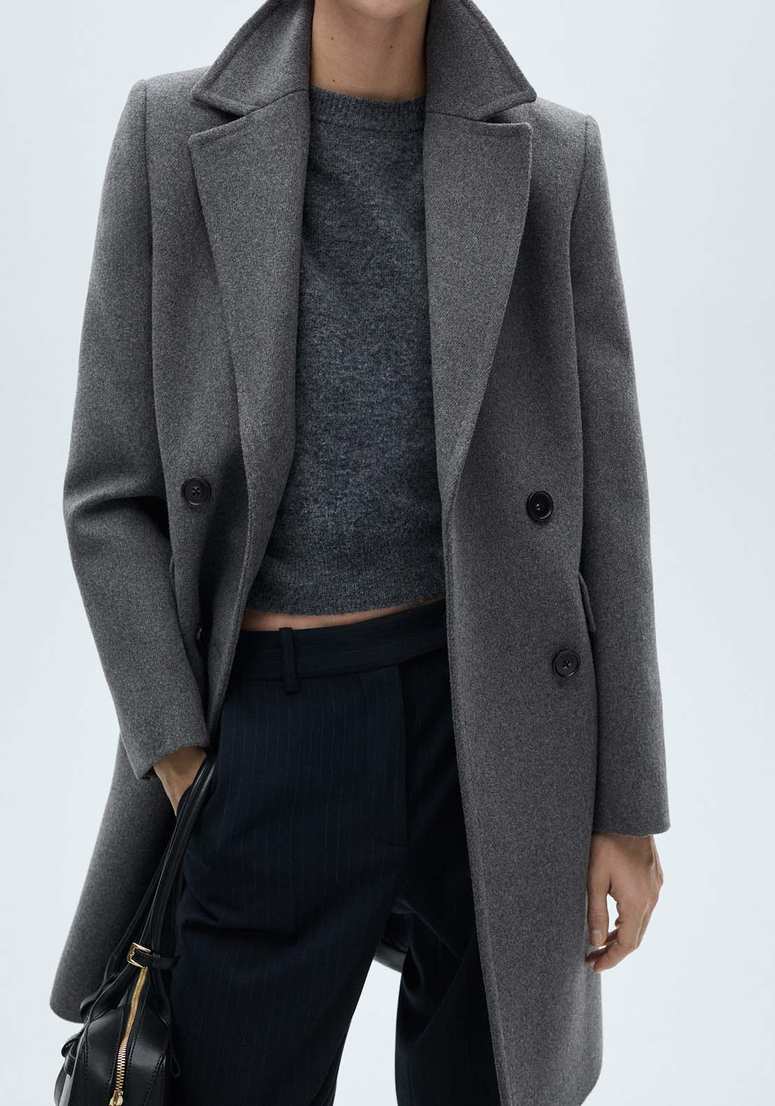 Mango Double-breasted wool coat - Gray 5 Shaws Department Stores