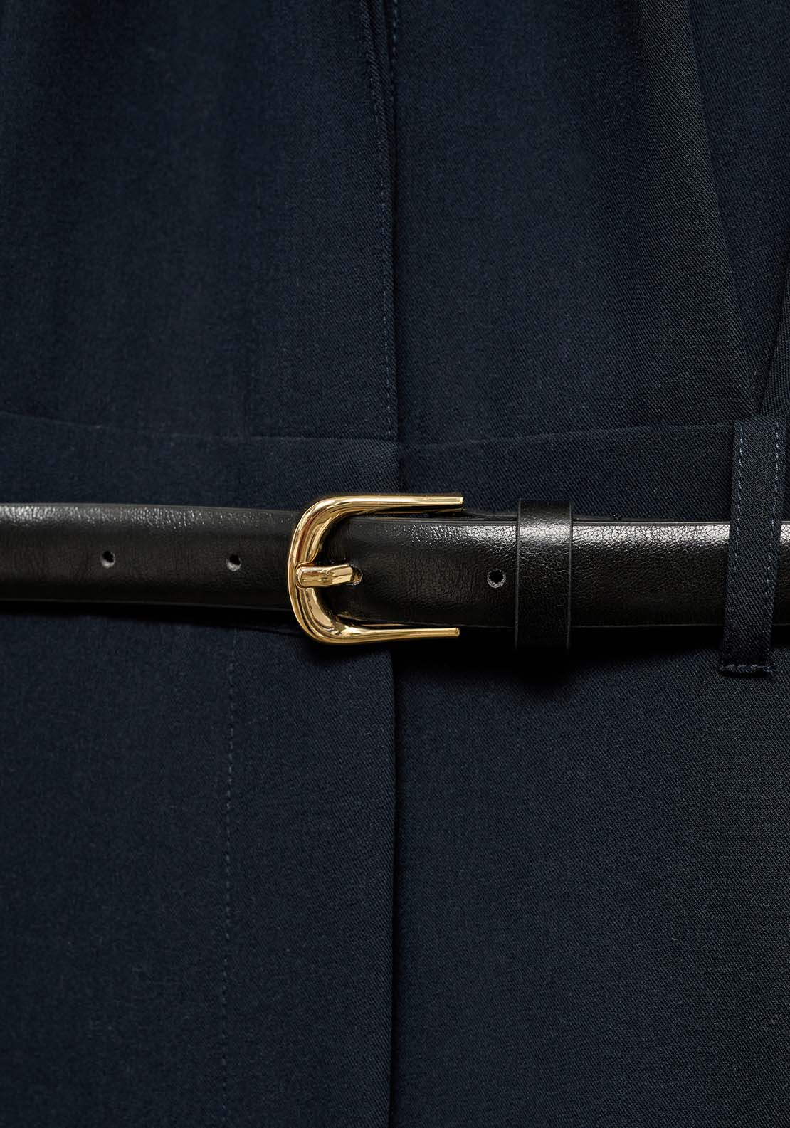 Mango Straight jumpsuit with belt - Navy 6 Shaws Department Stores