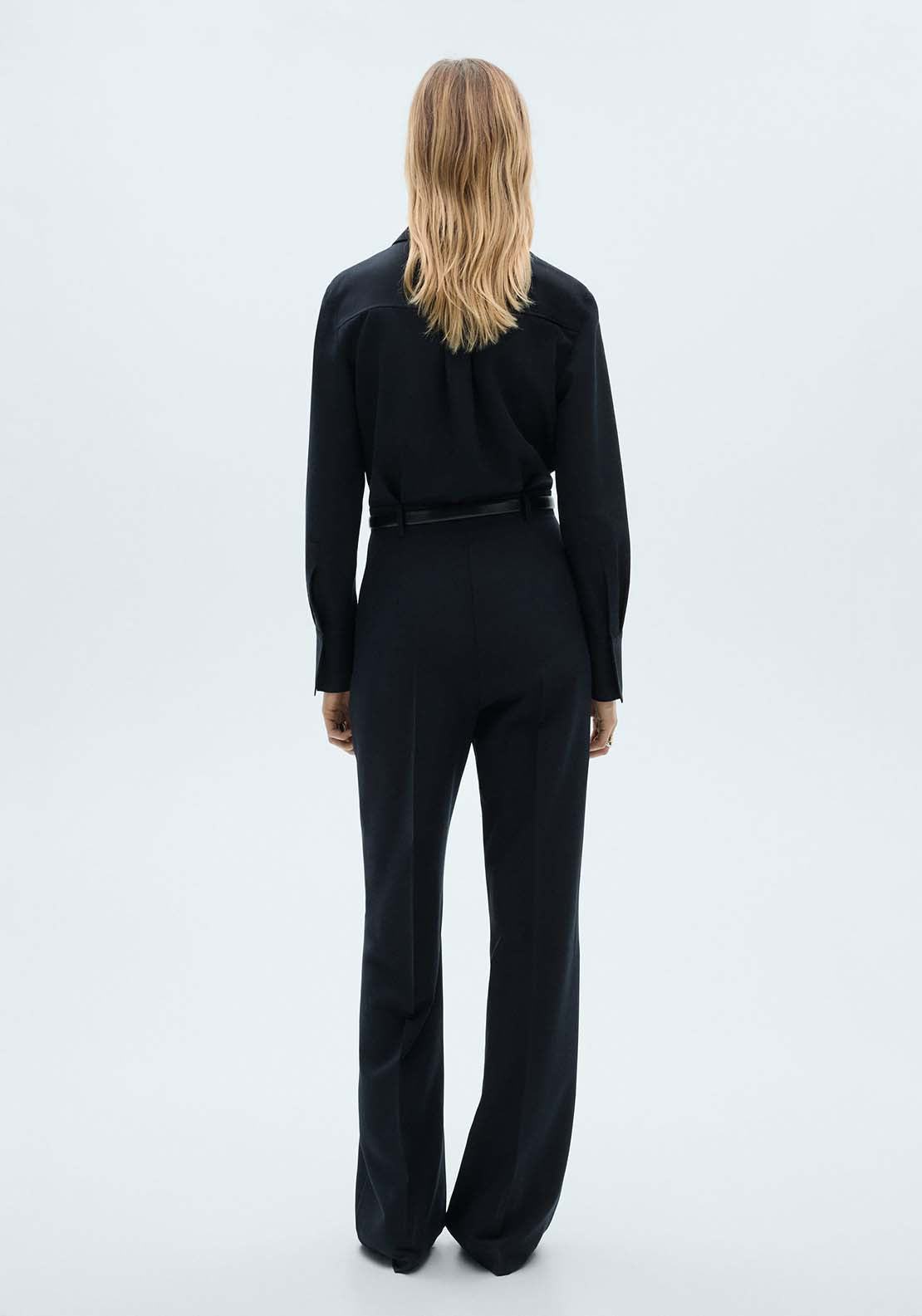 Mango Straight jumpsuit with belt - Navy 4 Shaws Department Stores