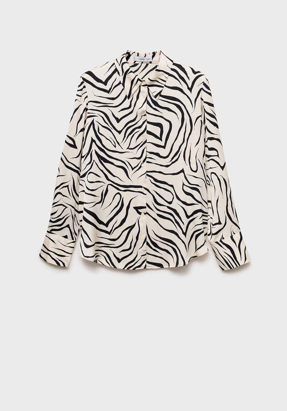 Mango Satin print shirt - Light Beige 10 Shaws Department Stores