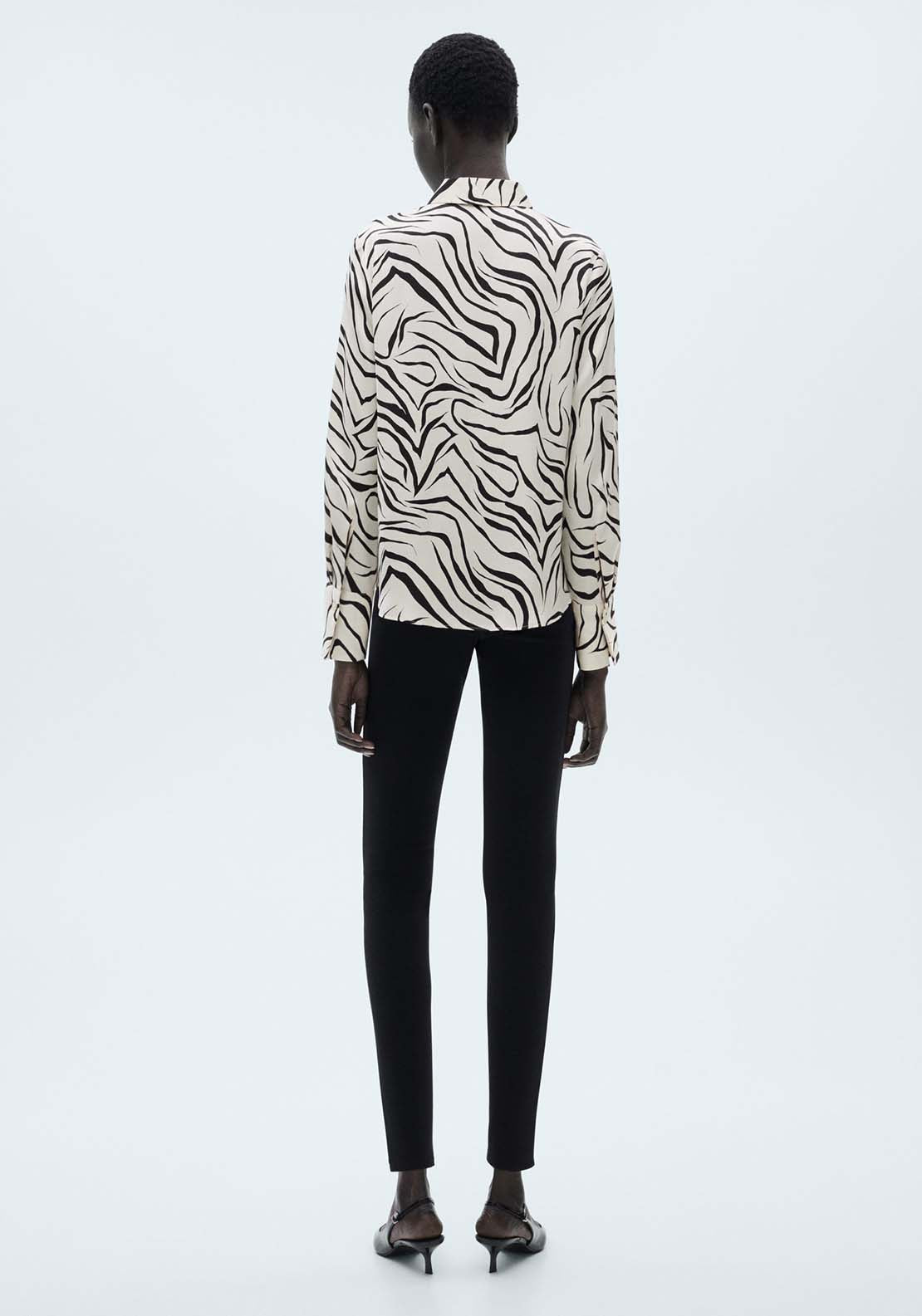 Mango Satin print shirt - Light Beige 5 Shaws Department Stores