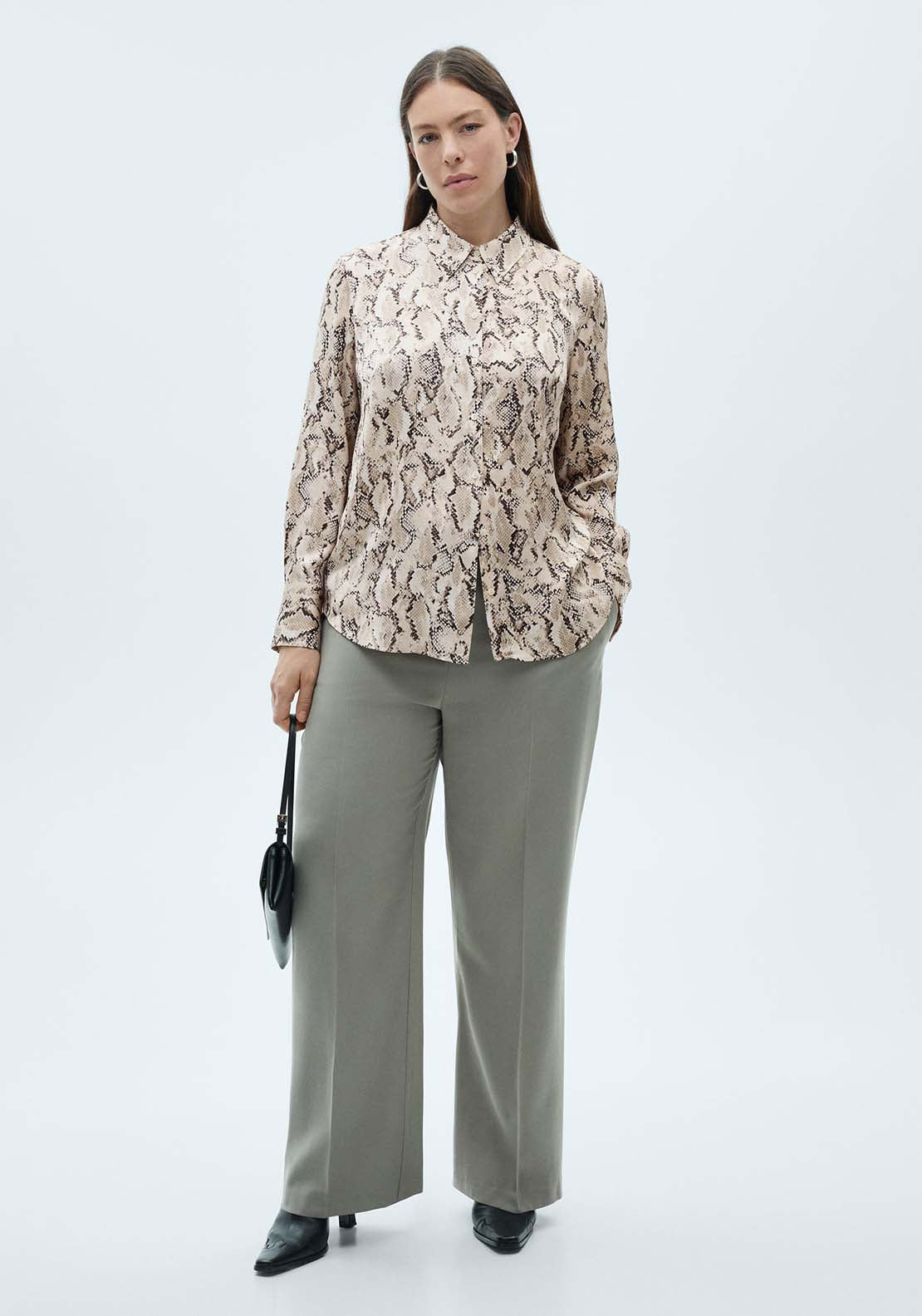 Mango Satin print shirt - Light/pastel Brown 7 Shaws Department Stores