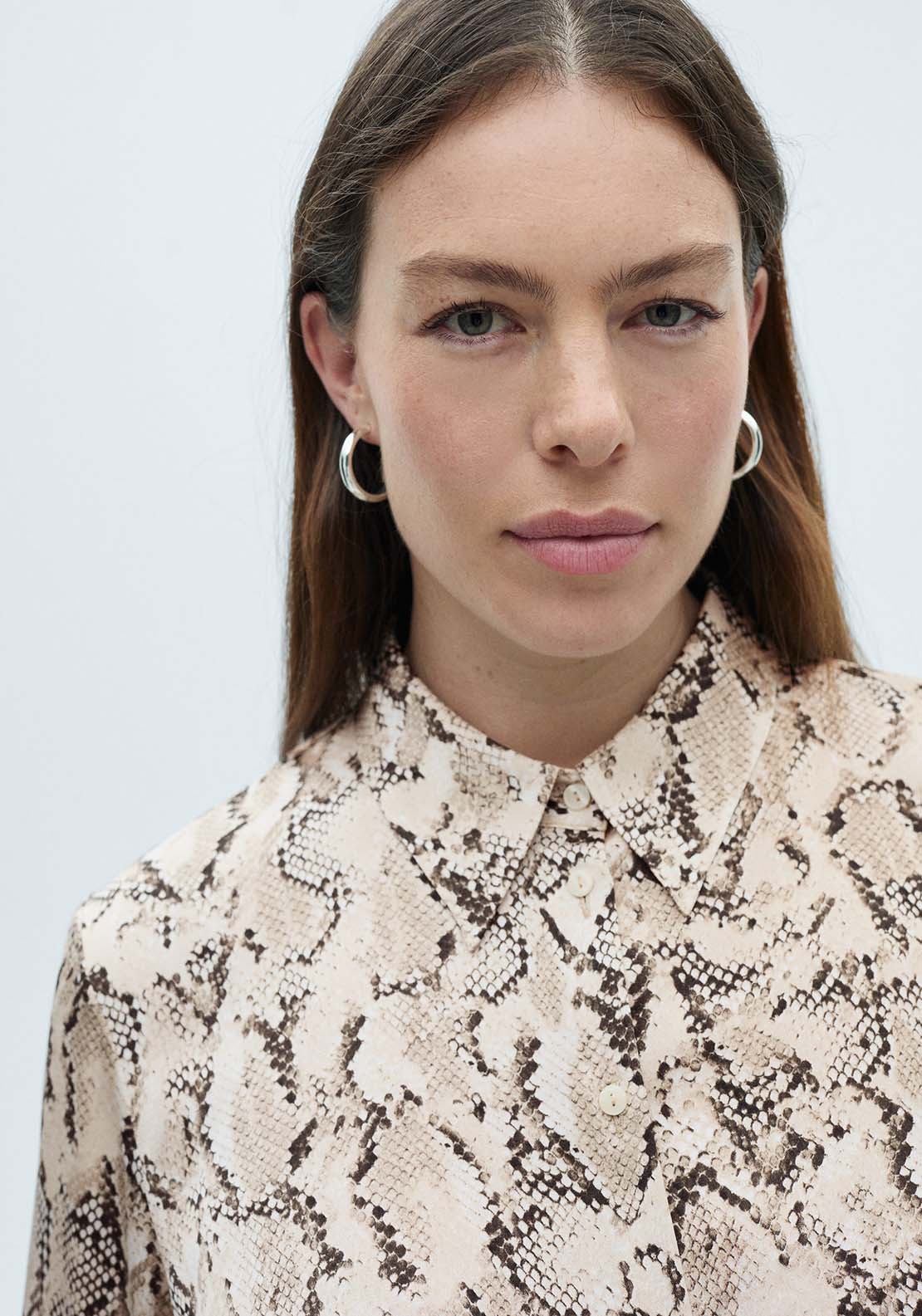 Mango Satin print shirt - Light/pastel Brown 6 Shaws Department Stores