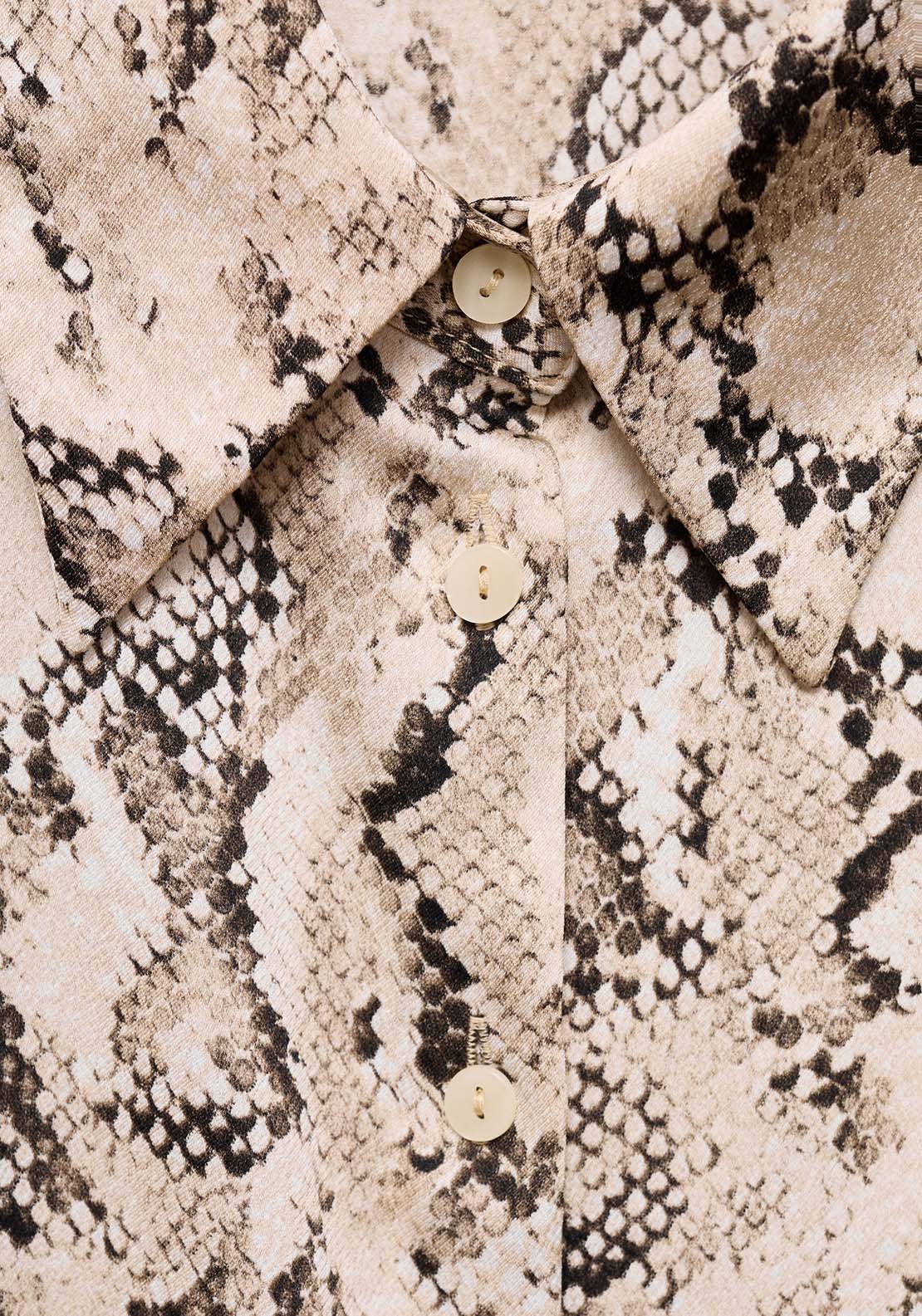Mango Satin print shirt - Light/pastel Brown 8 Shaws Department Stores