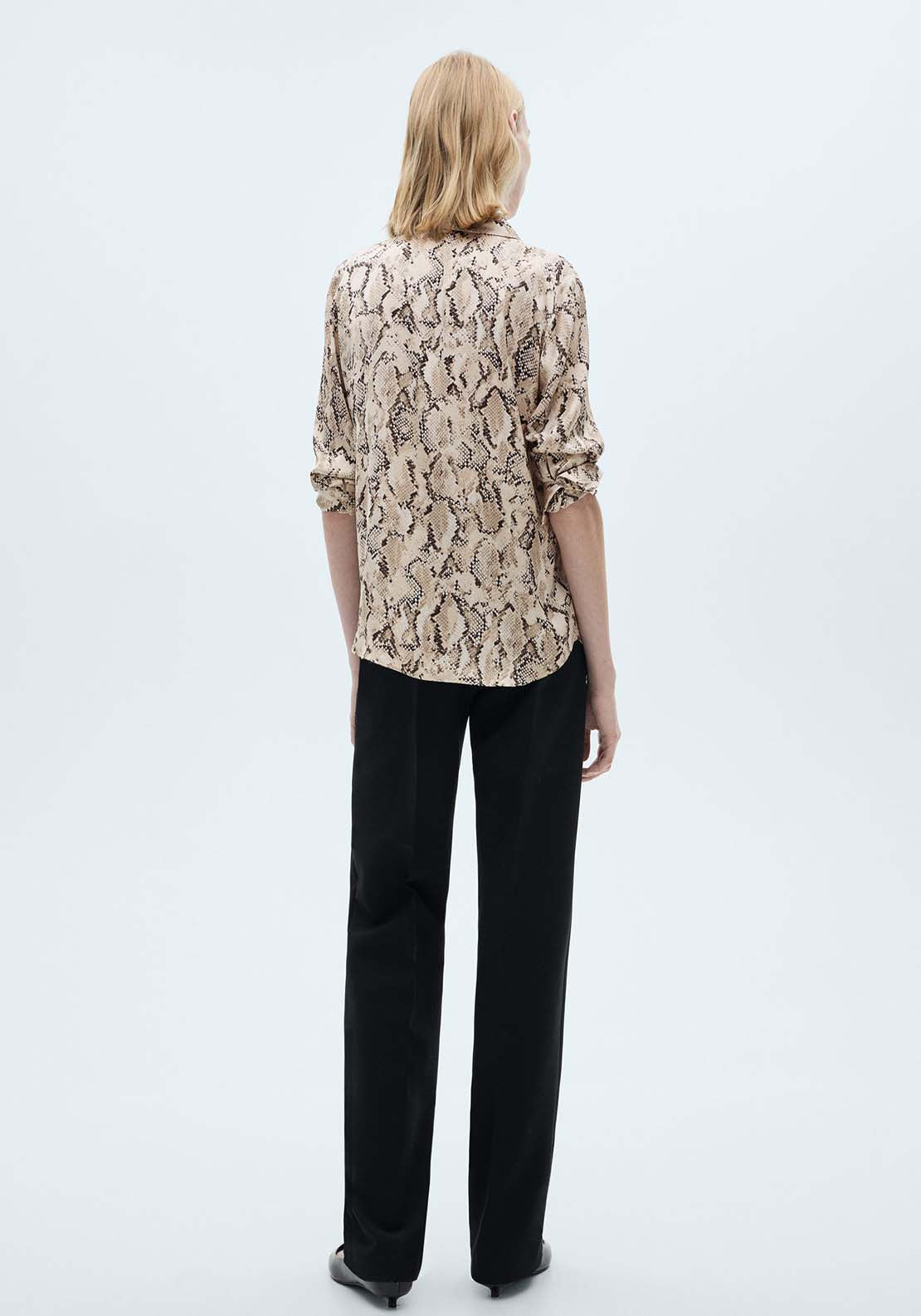 Mango Satin print shirt - Light/pastel Brown 3 Shaws Department Stores