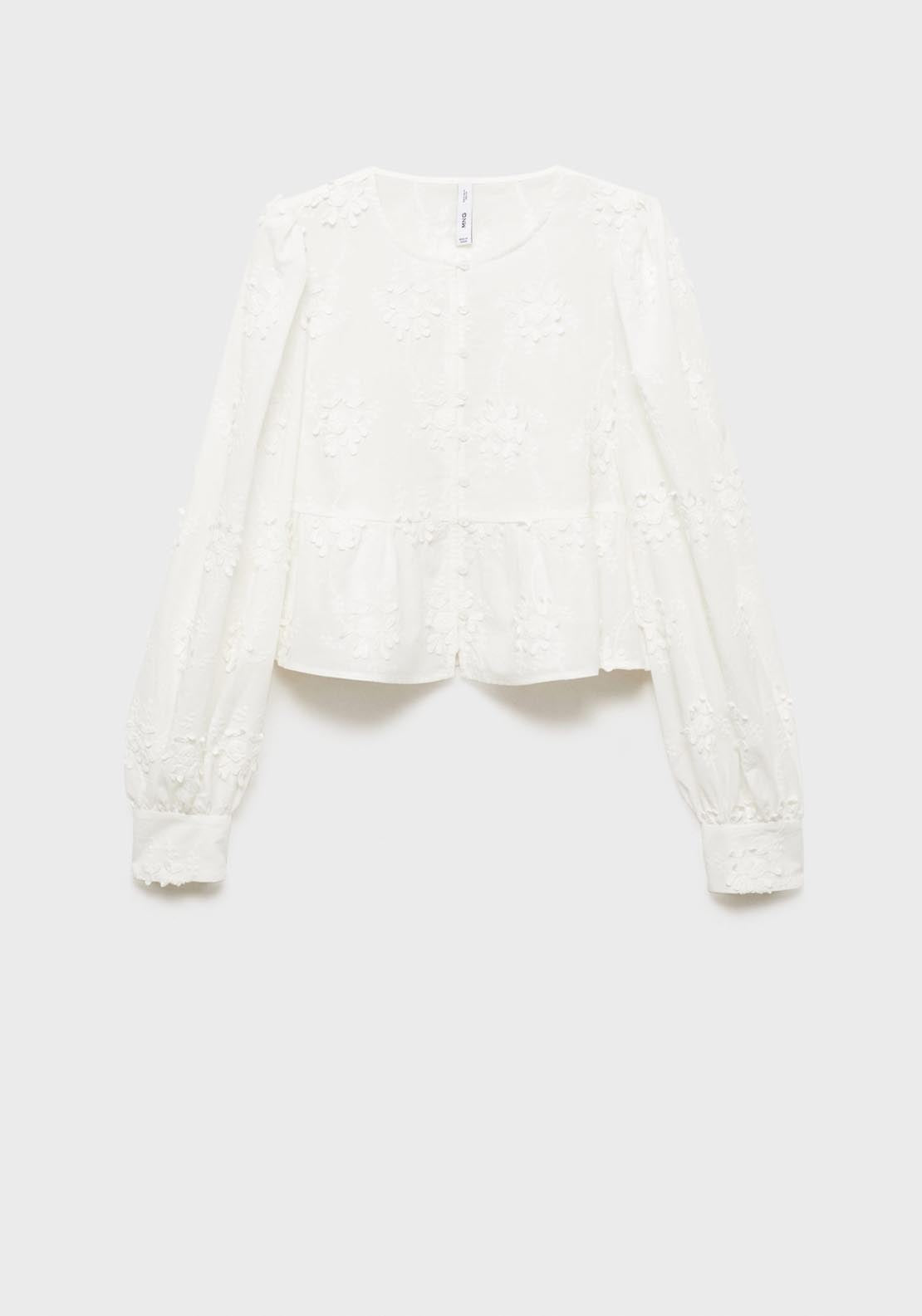 Mango Embroidered Flower Blouse - Beige 6 Shaws Department Stores