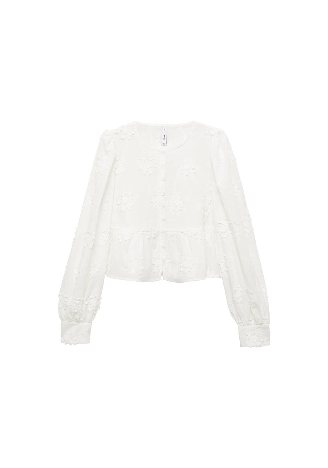 Mango Embroidered Flower Blouse - Beige 7 Shaws Department Stores