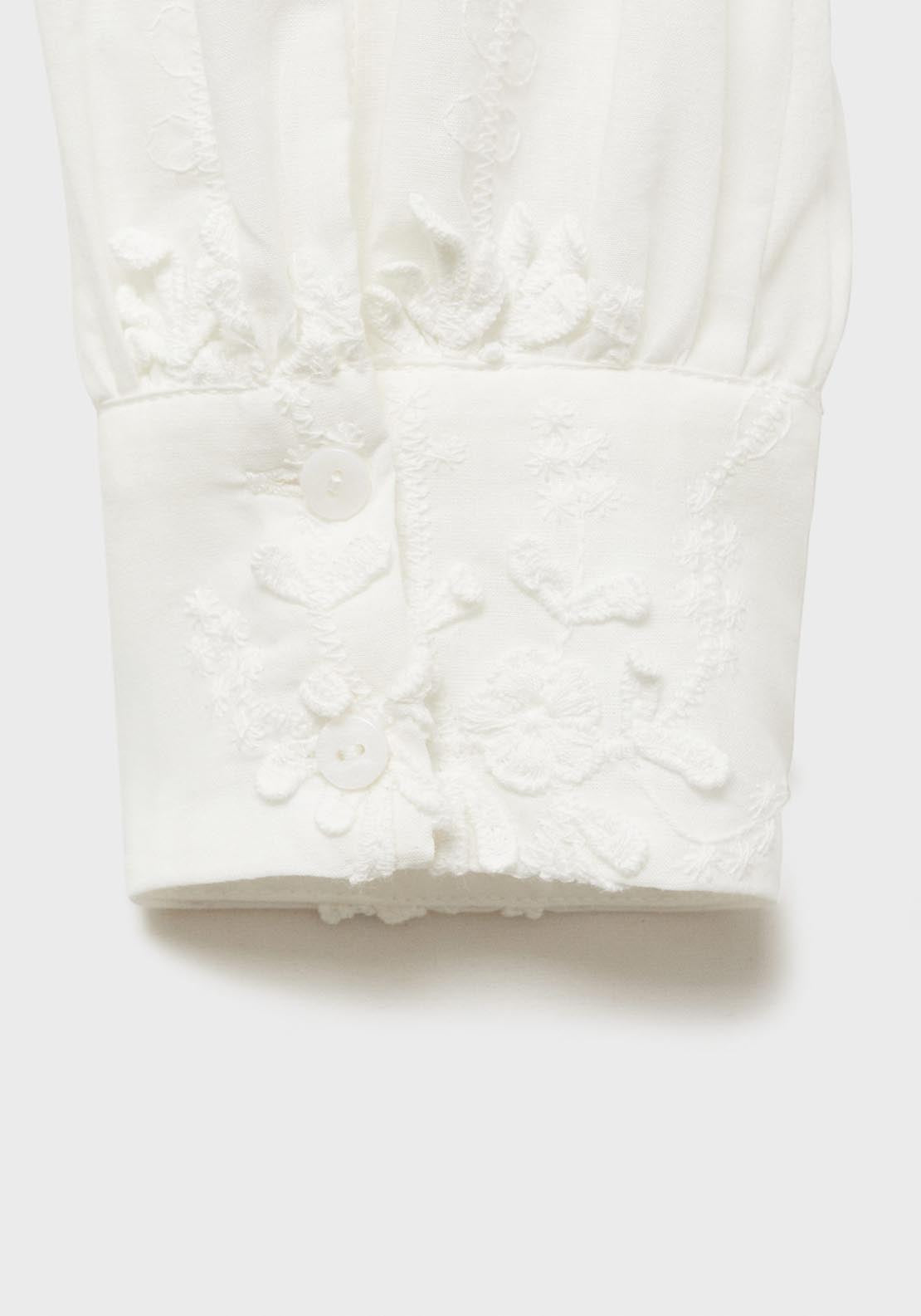 Mango Embroidered Flower Blouse - Beige 8 Shaws Department Stores