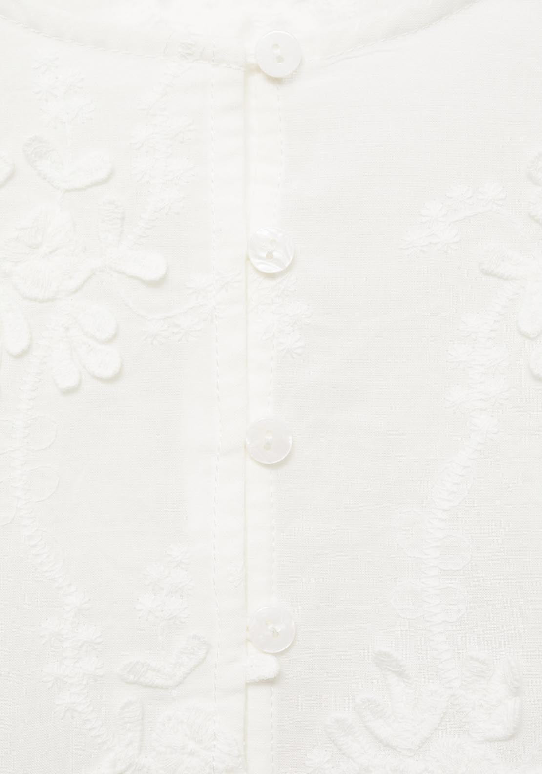 Mango Embroidered Flower Blouse - Beige 5 Shaws Department Stores