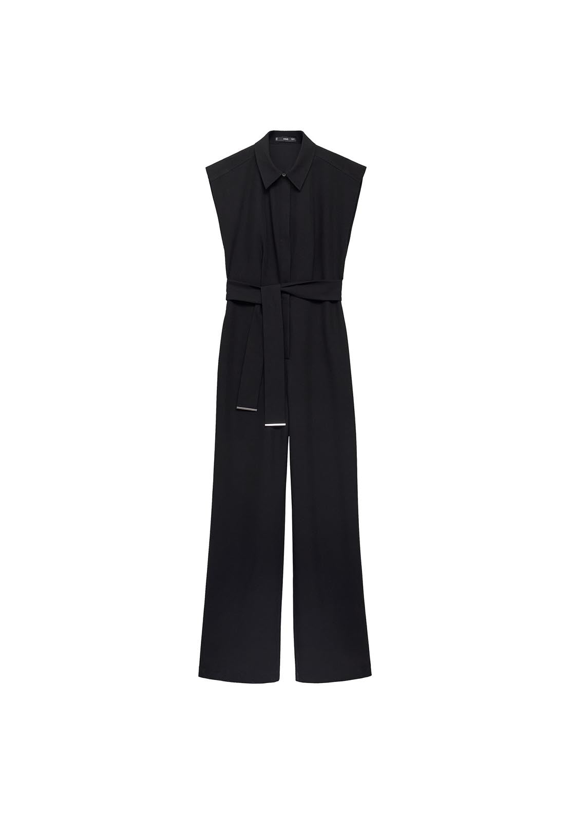 Mango Straight-fit jumpsuit with belt - Black 10 Shaws Department Stores