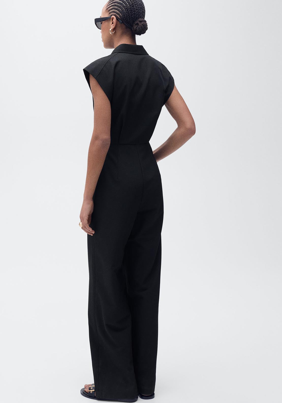 Mango Straight-fit jumpsuit with belt - Black 3 Shaws Department Stores