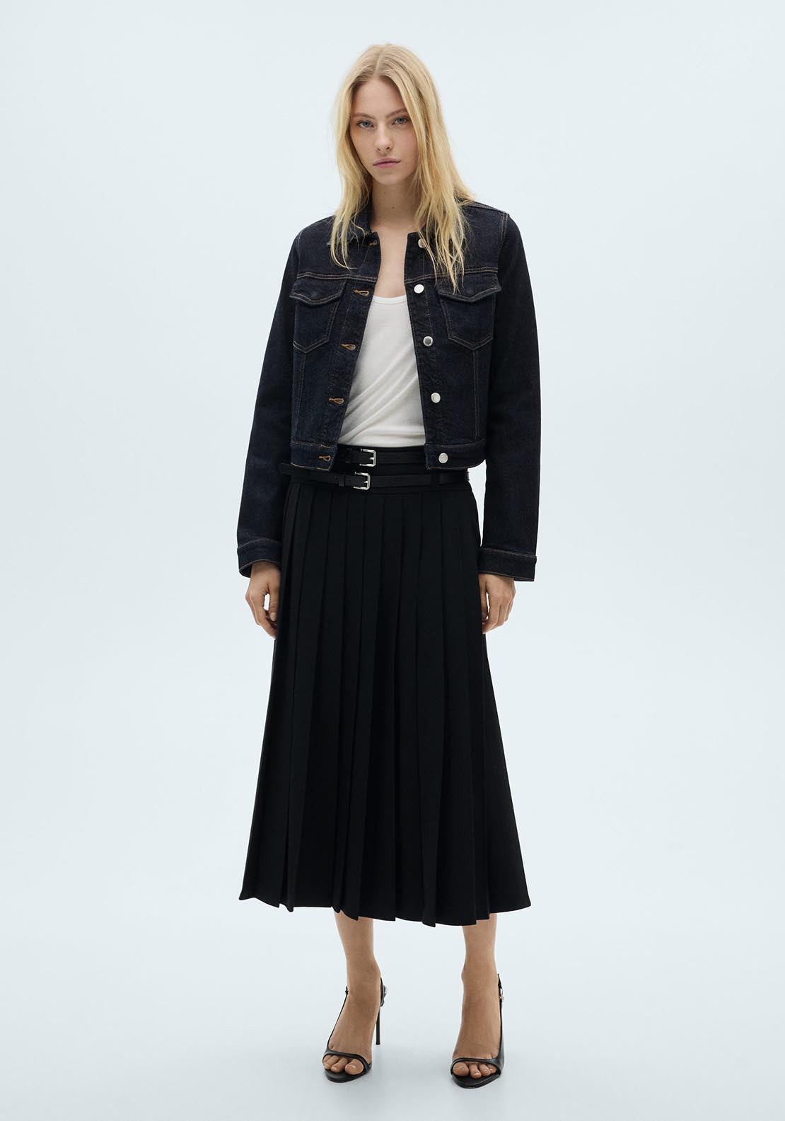 Mango Denim jacket pockets - Open Blue 1 Shaws Department Stores