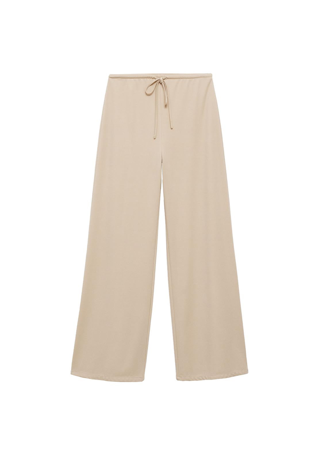 Mango Wide Leg Trousers With Elastic Waist - Light/pastel Brown 10 Shaws Department Stores