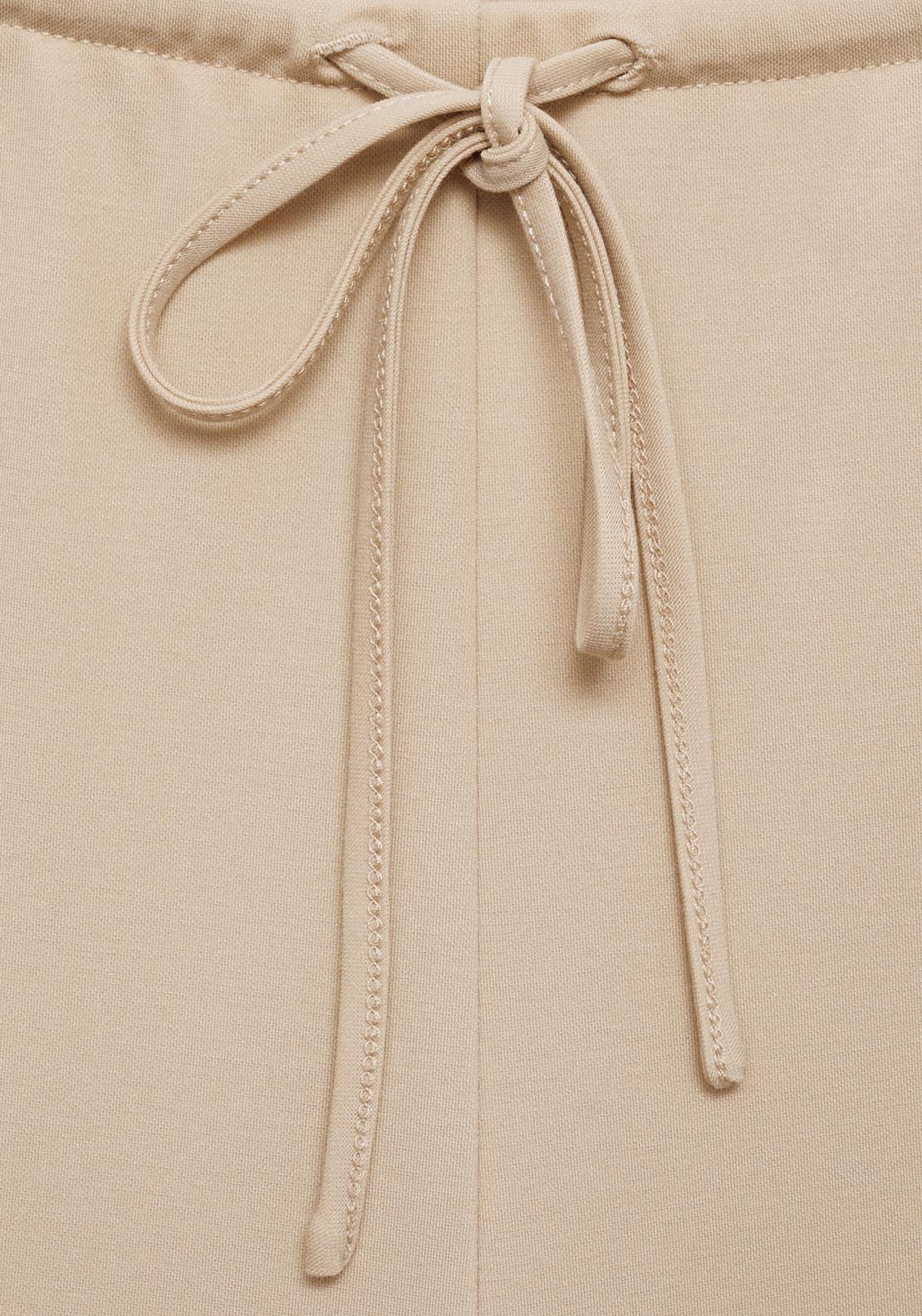 Mango Wide Leg Trousers With Elastic Waist - Light/pastel Brown 8 Shaws Department Stores