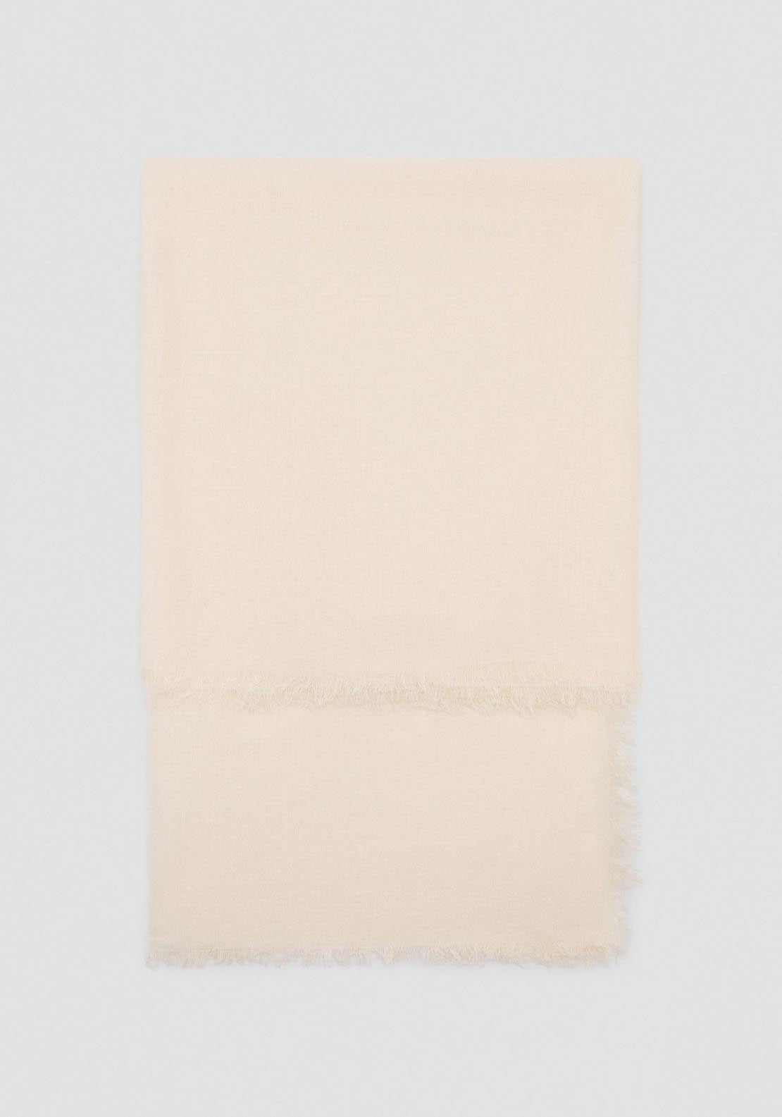 Mango Linen Blend Scarf With Frayed Ends - Light Beige 1 Shaws Department Stores