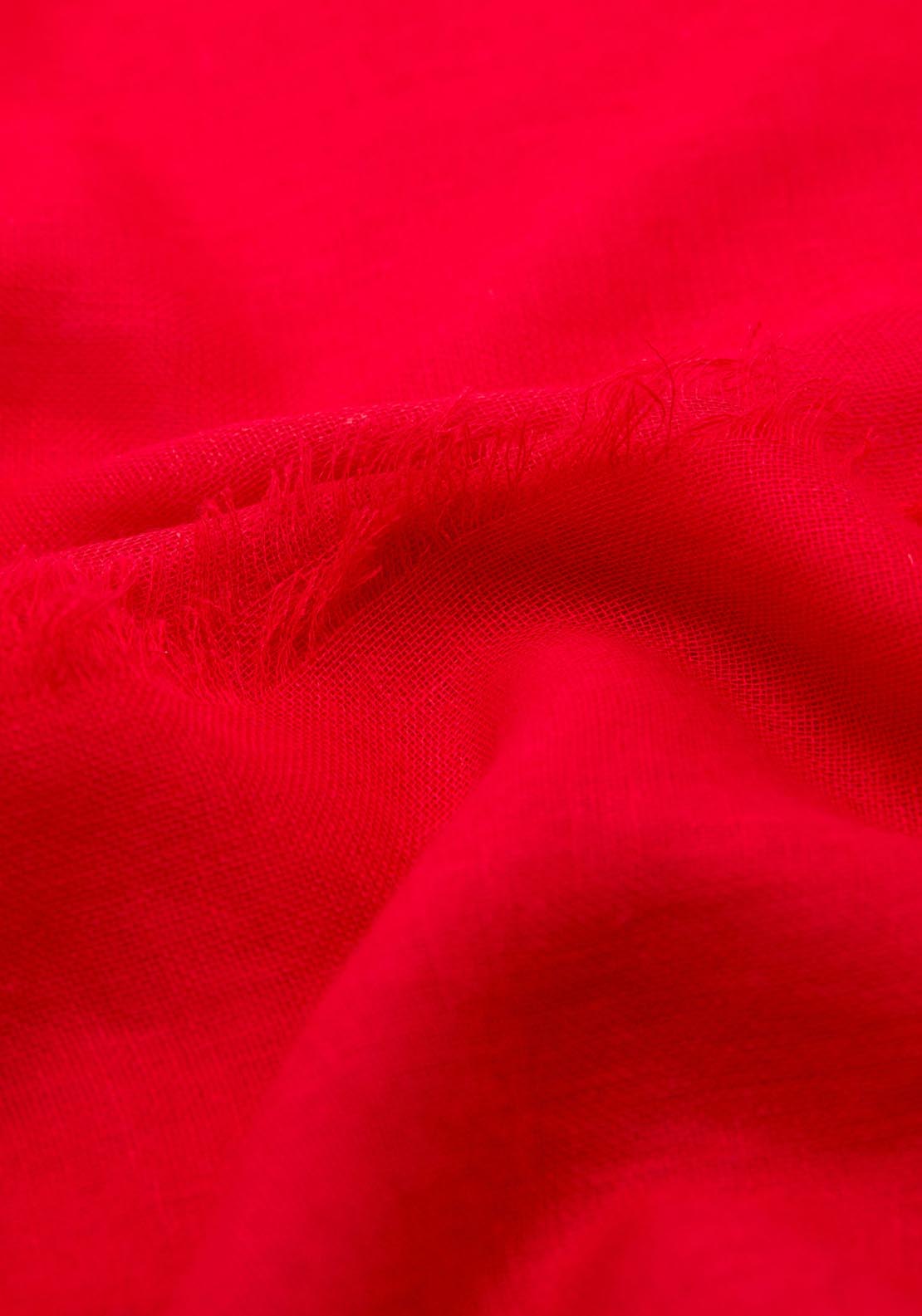 Mango Linen Blend Scarf With Frayed Ends - Red 2 Shaws Department Stores