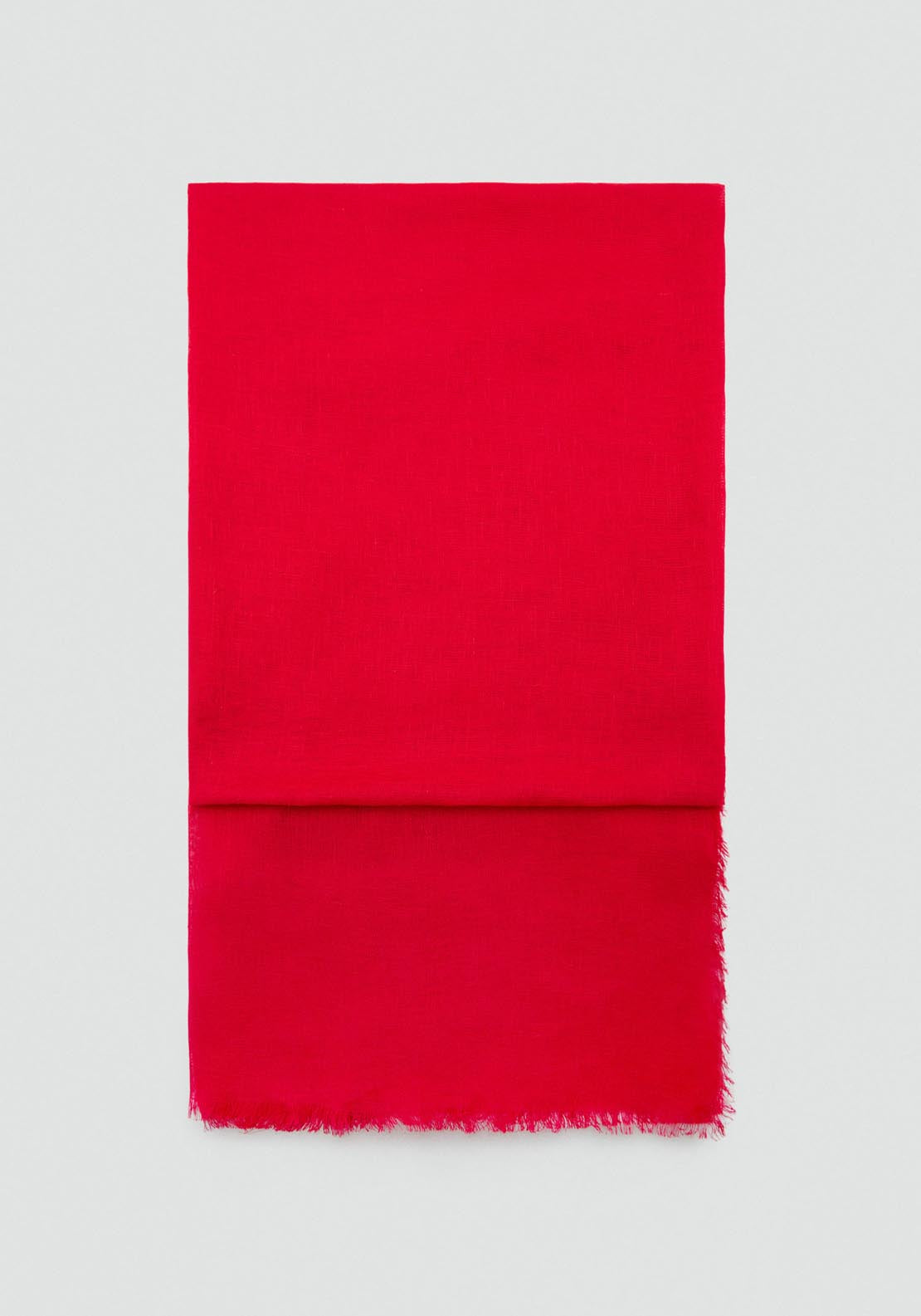 Mango Linen Blend Scarf With Frayed Ends - Red 1 Shaws Department Stores