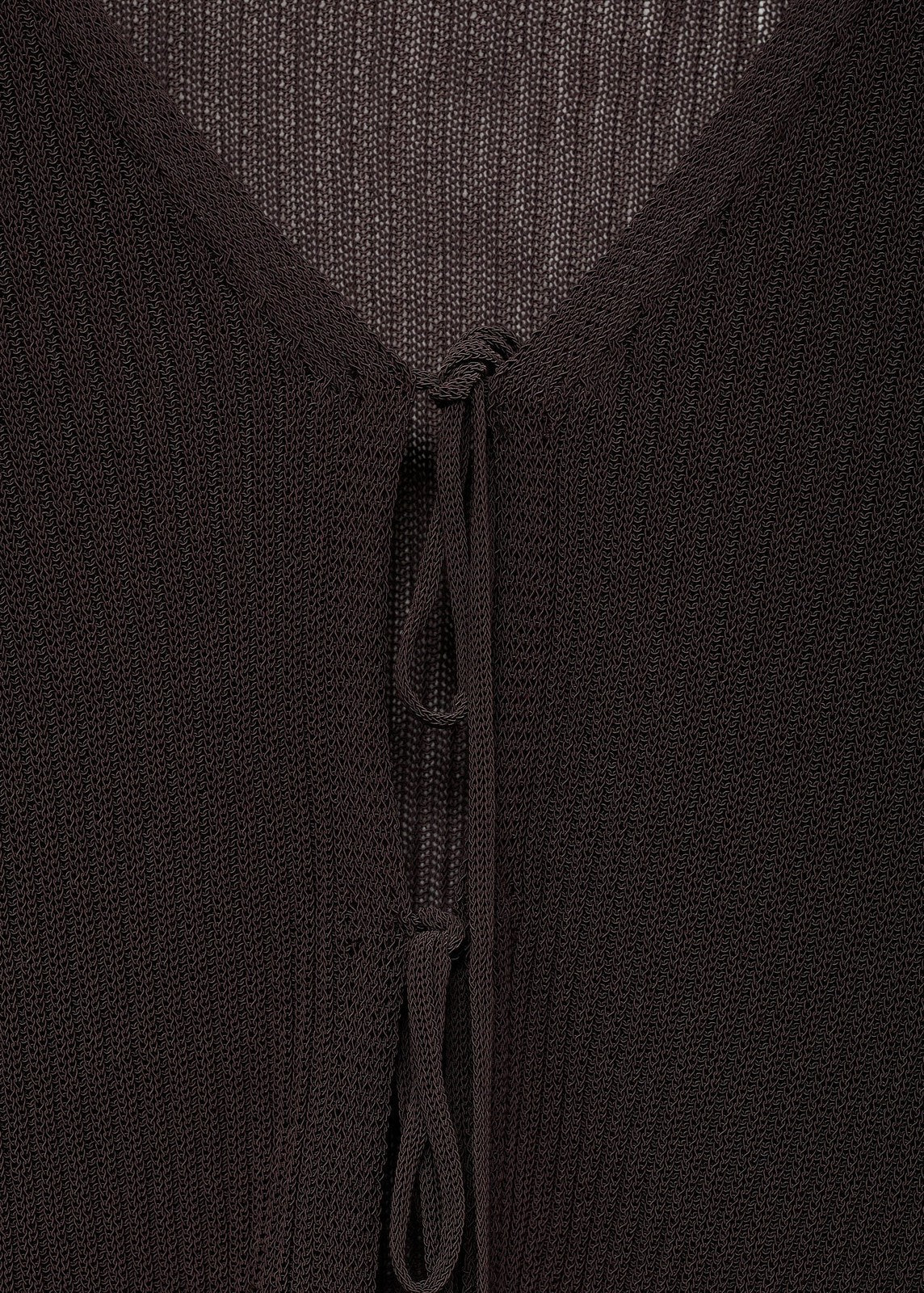 Mango Ribbed knit cardigan with bows - Dark Brown 1 Shaws Department Stores