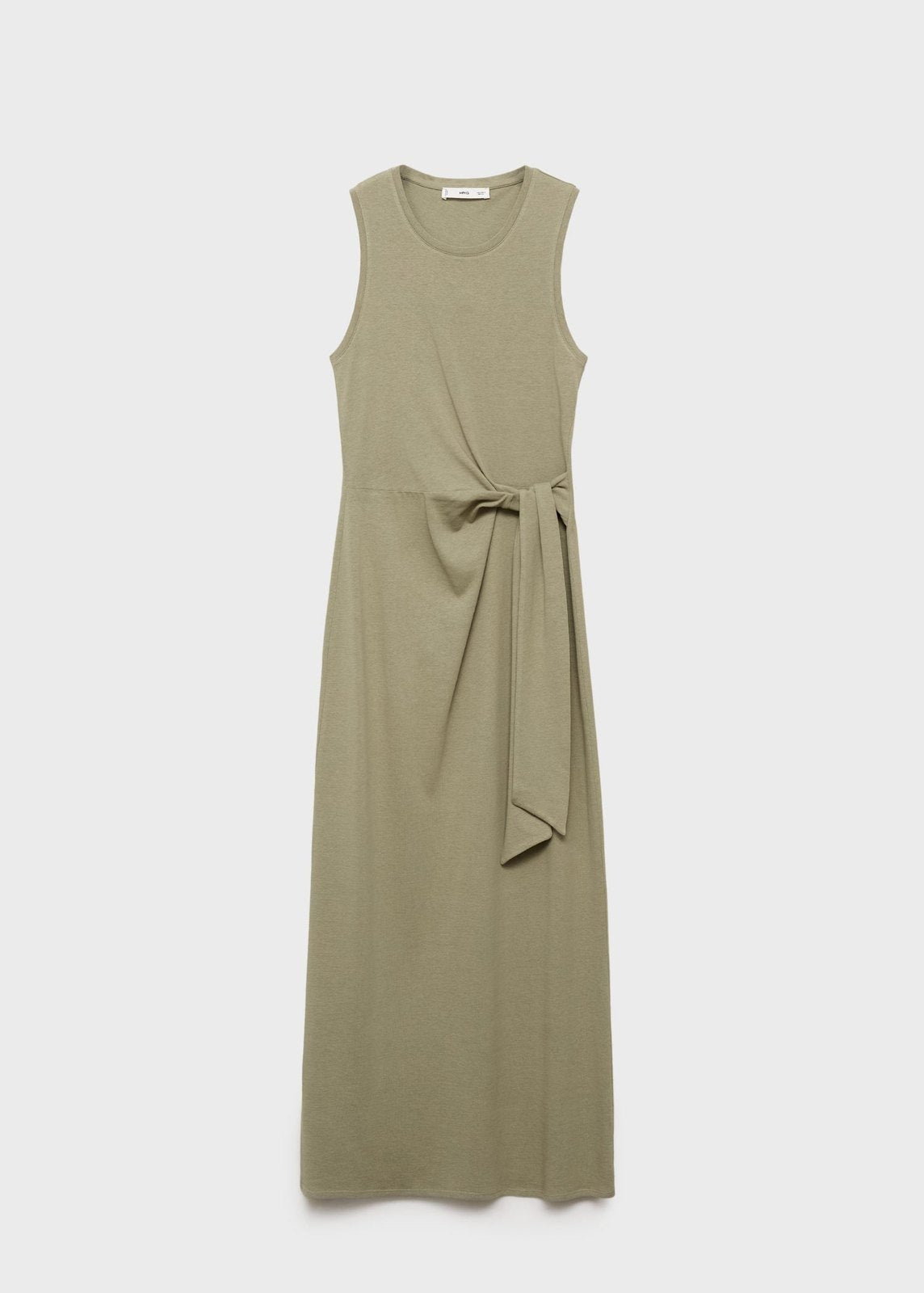 Mango Knotted cotton midi dress - Beige/khaki 5 Shaws Department Stores