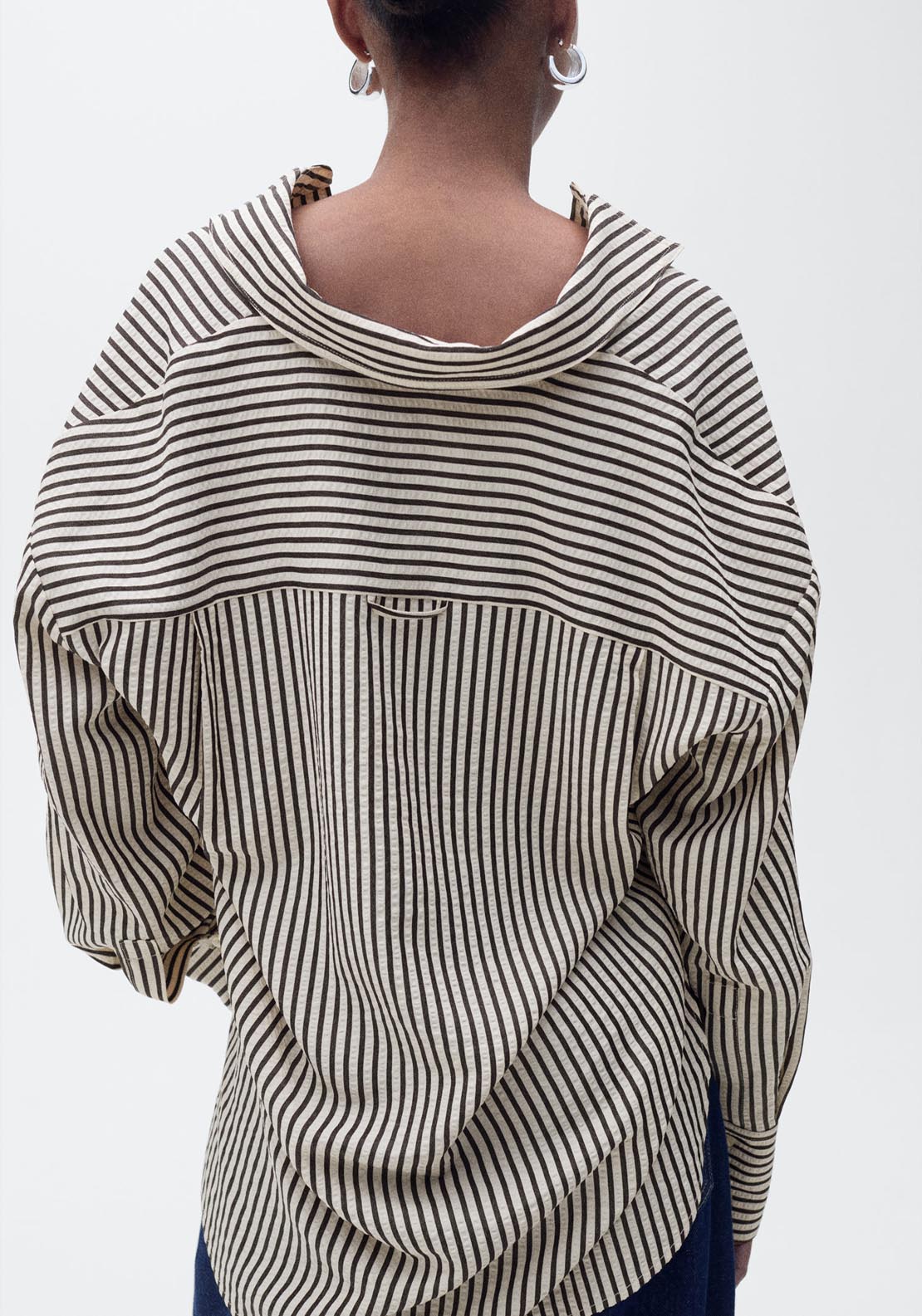 Mango Striped Textured Shirt - Beige 5 Shaws Department Stores