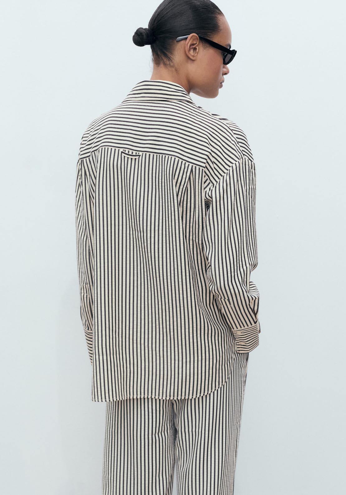 Mango Striped Textured Shirt - Beige 2 Shaws Department Stores