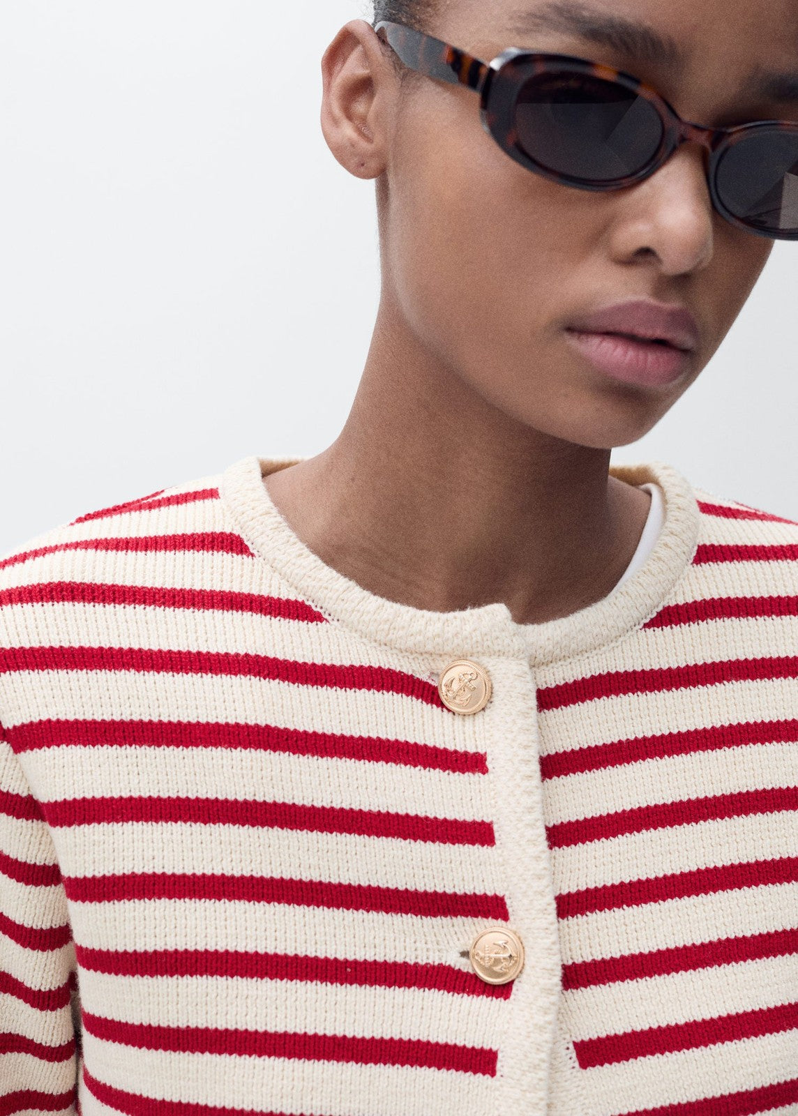 Mango Stripped knit cardigan - Red 3 Shaws Department Stores