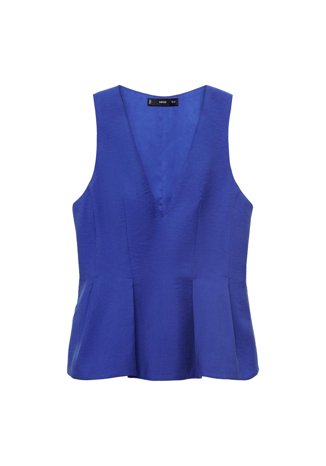 Mango Modal V Neck Top - Medium Blue 7 Shaws Department Stores