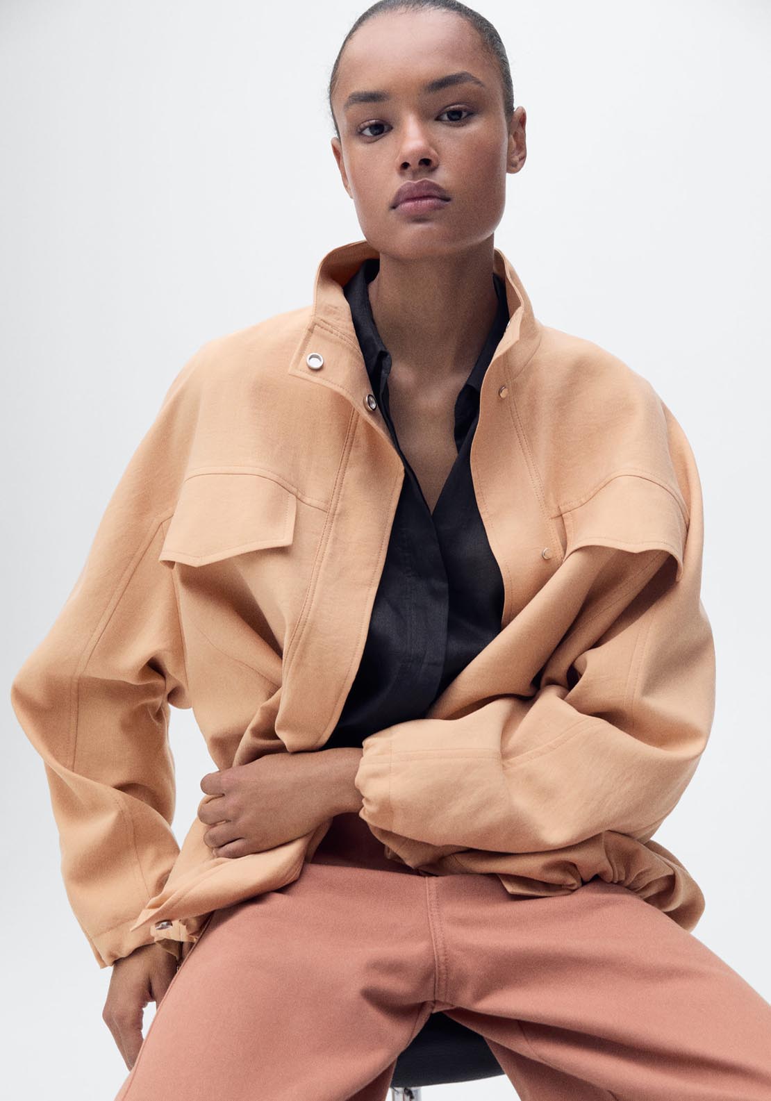 Mango Oversized Lyocell Jacket With Pockets - Light/pastel Pink 4 Shaws Department Stores