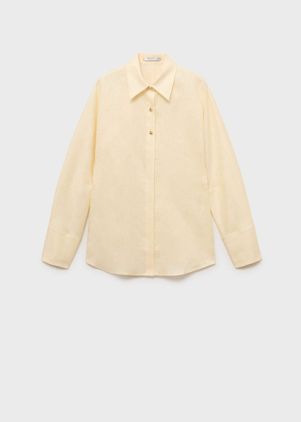 Mango Linen shirt with button detail - Light/pastel Yellow 8 Shaws Department Stores