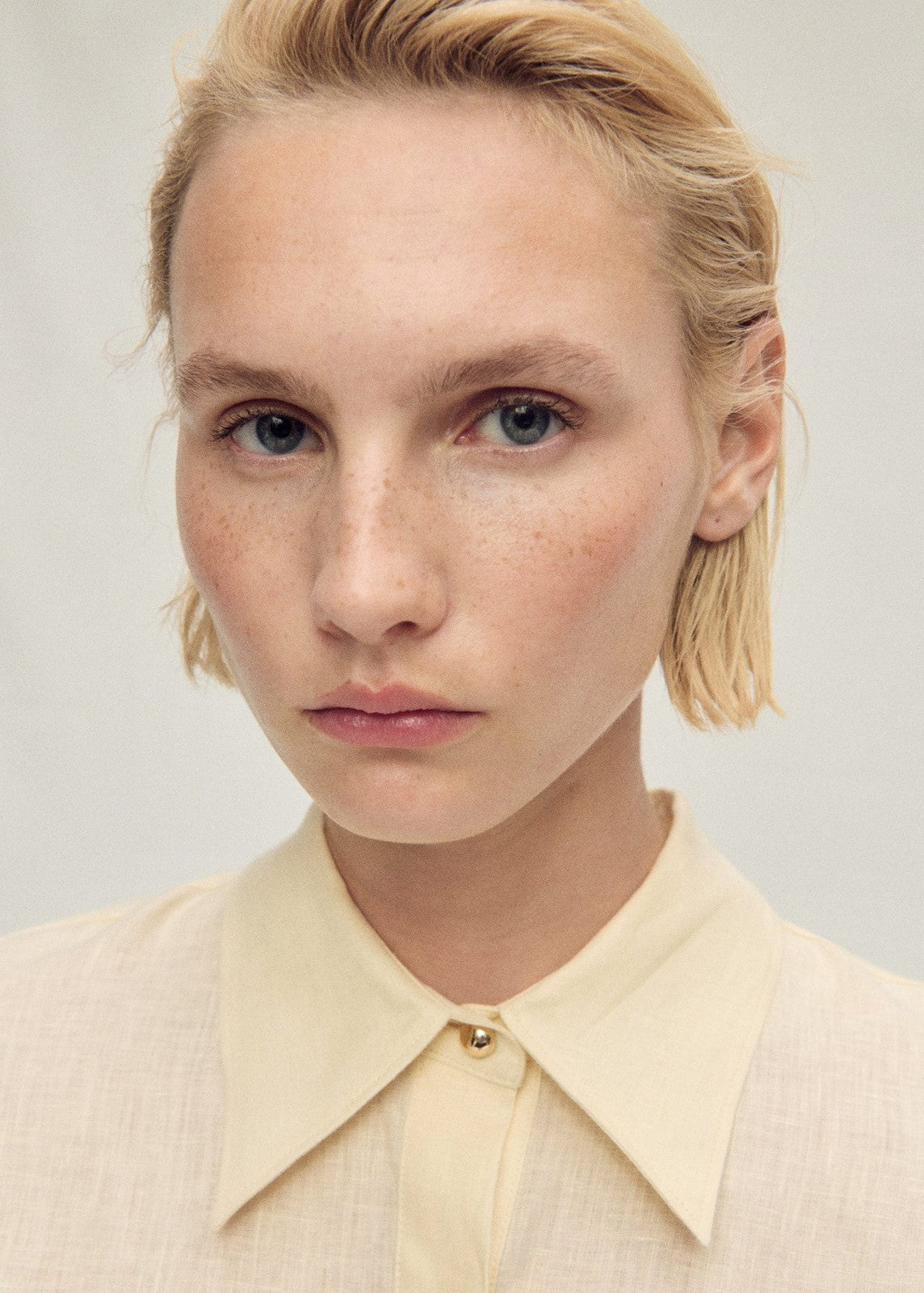 Mango Linen shirt with button detail - Light/pastel Yellow 4 Shaws Department Stores