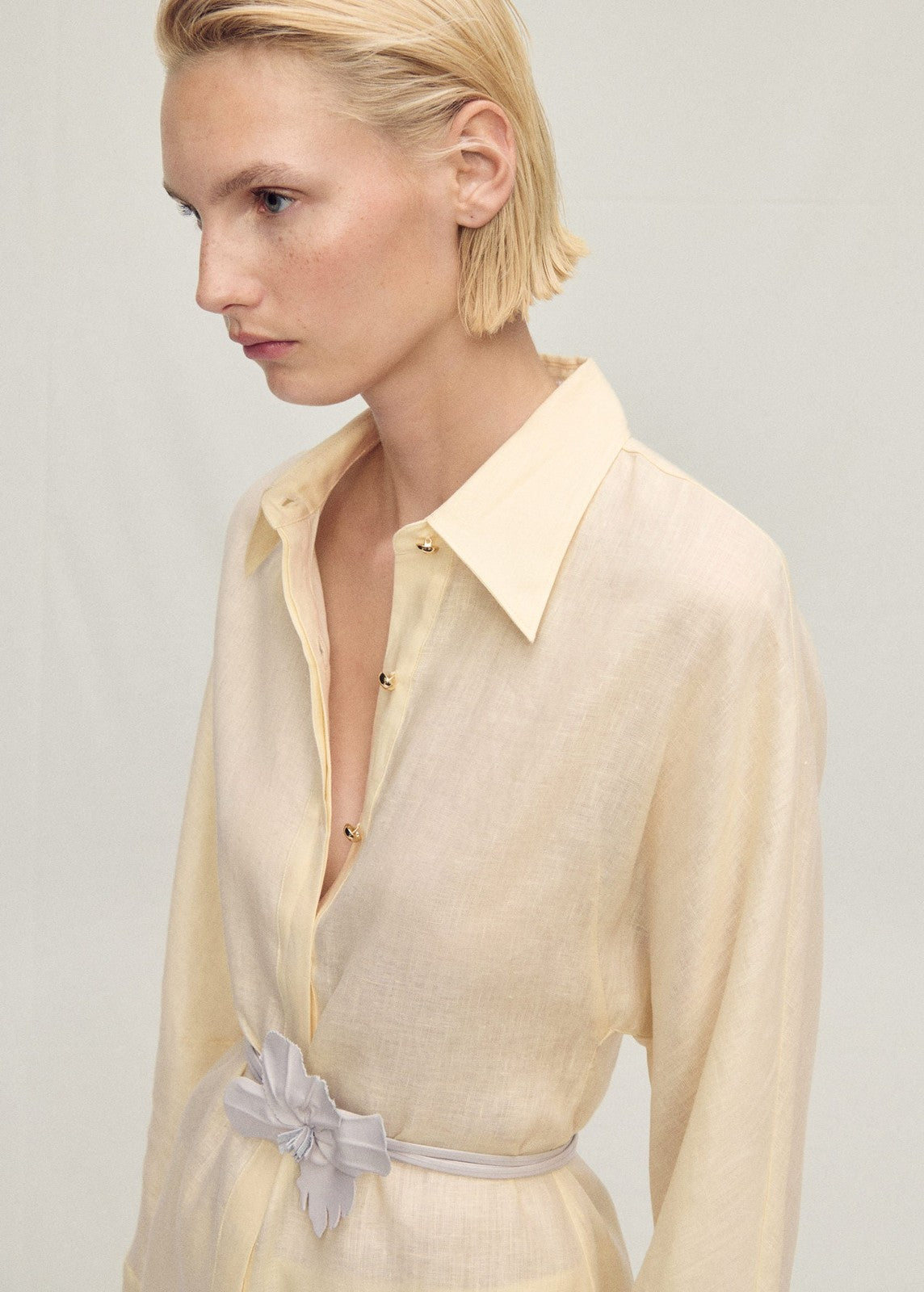 Mango Linen shirt with button detail - Light/pastel Yellow 5 Shaws Department Stores