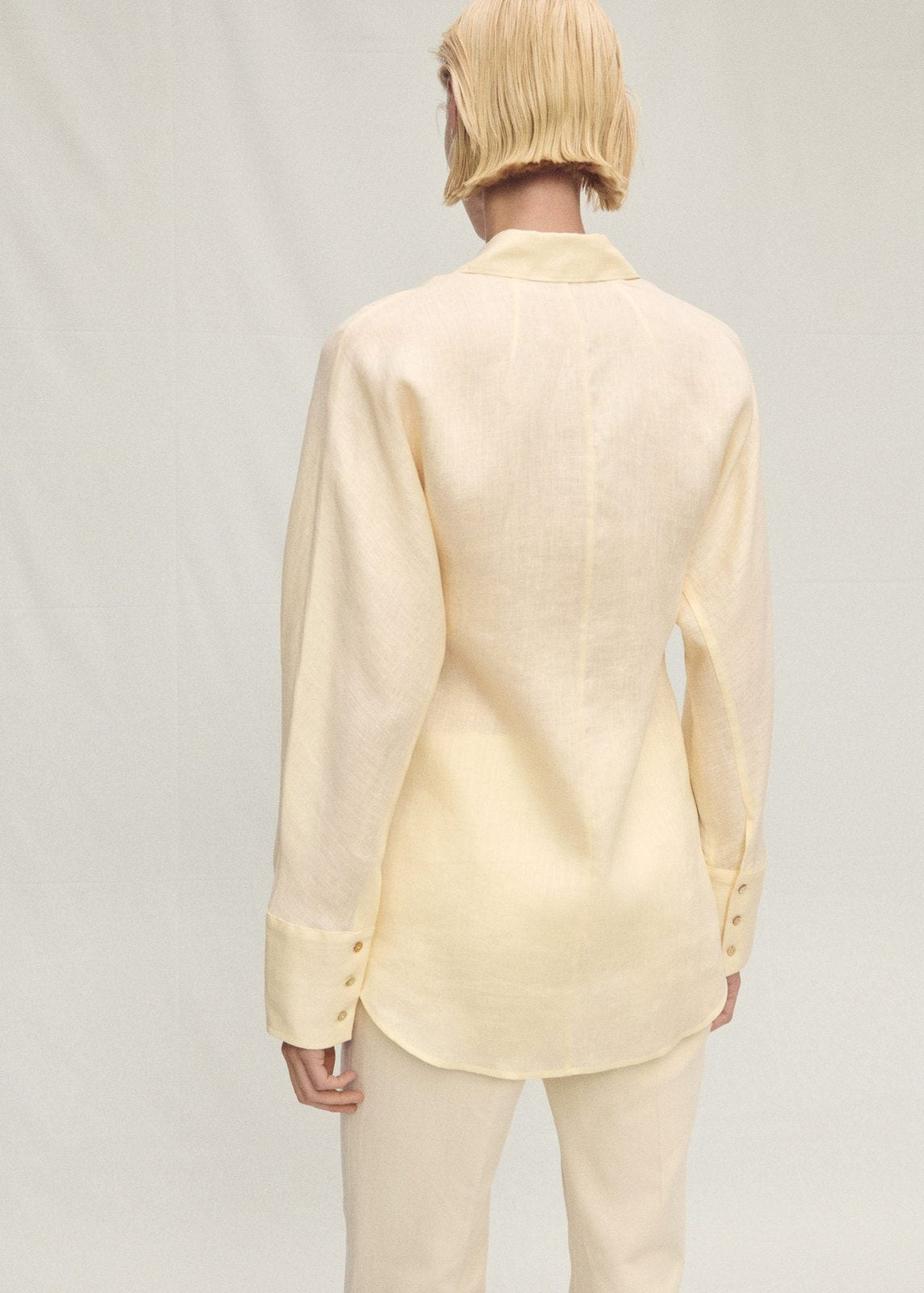Mango Linen shirt with button detail - Light/pastel Yellow 3 Shaws Department Stores