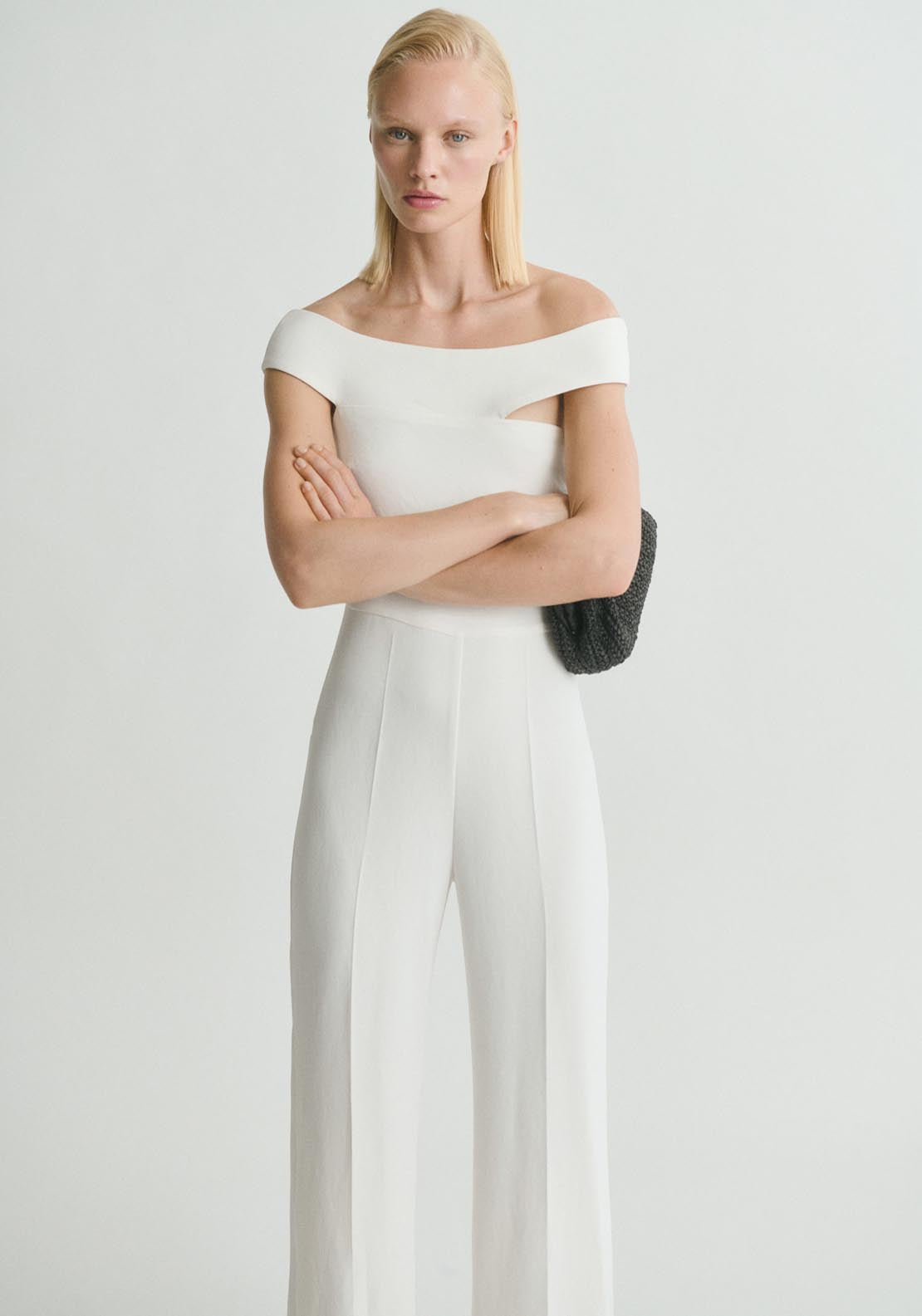 Mango Long Jumpsuit With Asymmetrical Neck - Beige 3 Shaws Department Stores
