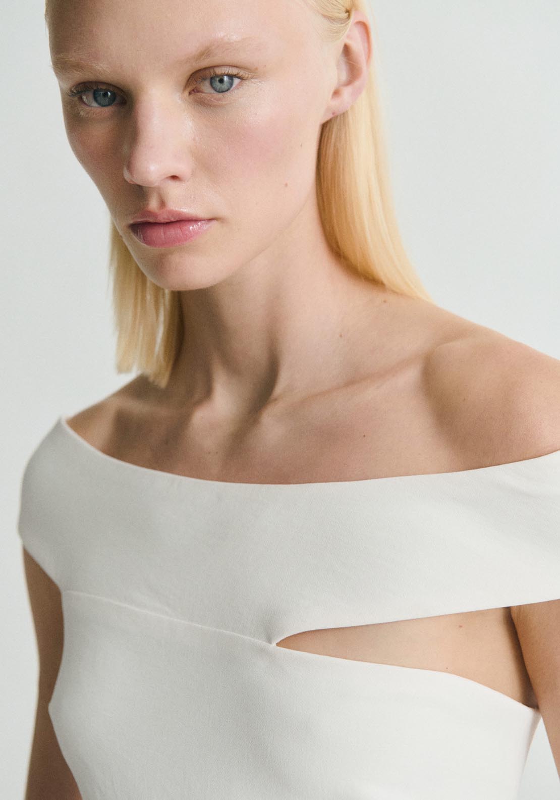 Mango Long Jumpsuit With Asymmetrical Neck - Beige 4 Shaws Department Stores