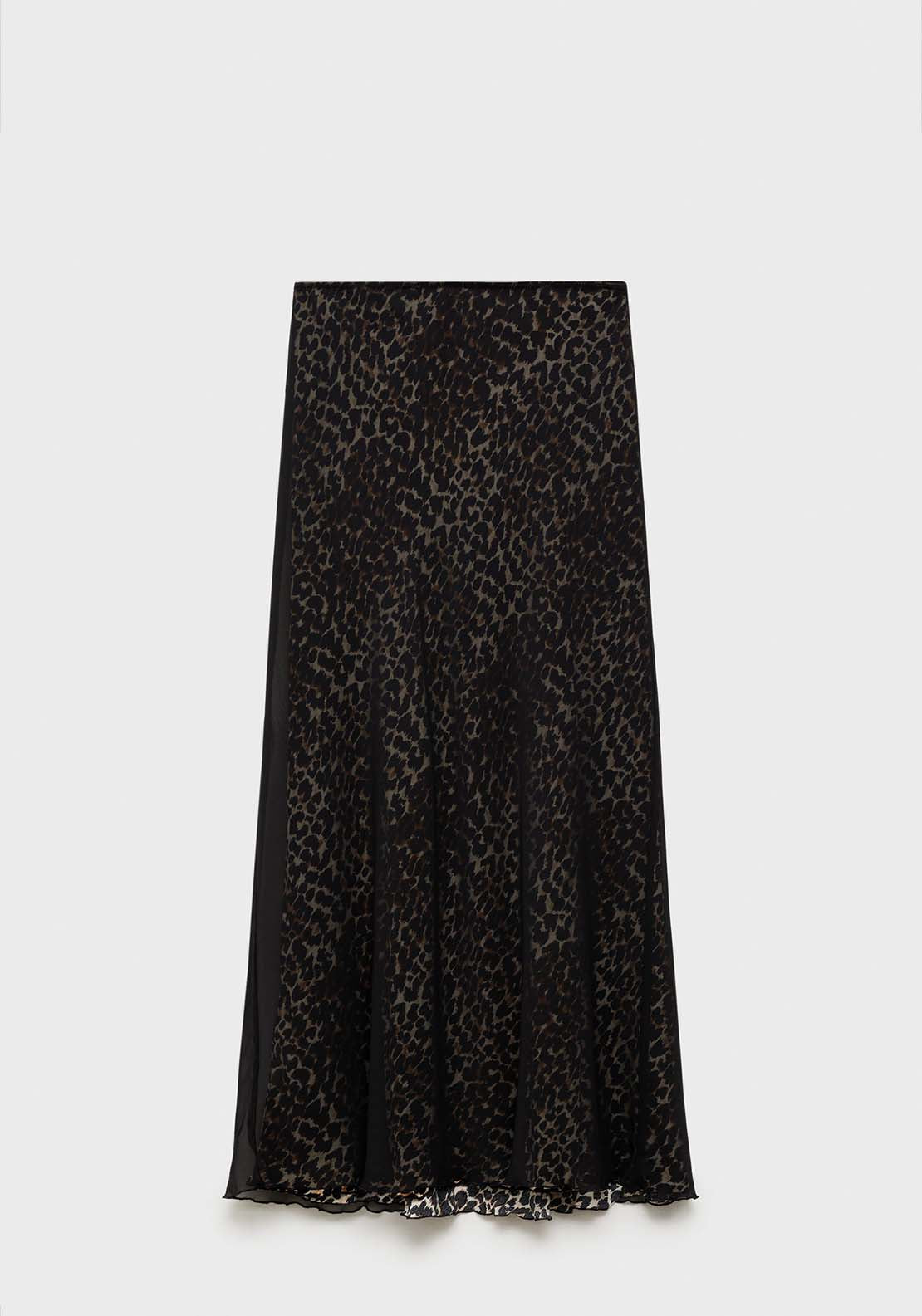 Mango Leopard flared skirt - Black 7 Shaws Department Stores